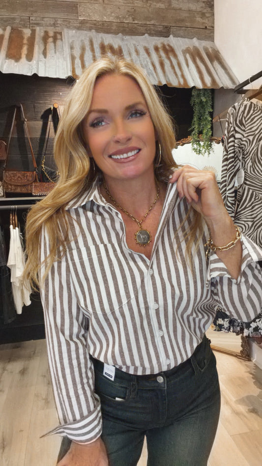 “The Stockman” Striped 100% Cotton Collared Top