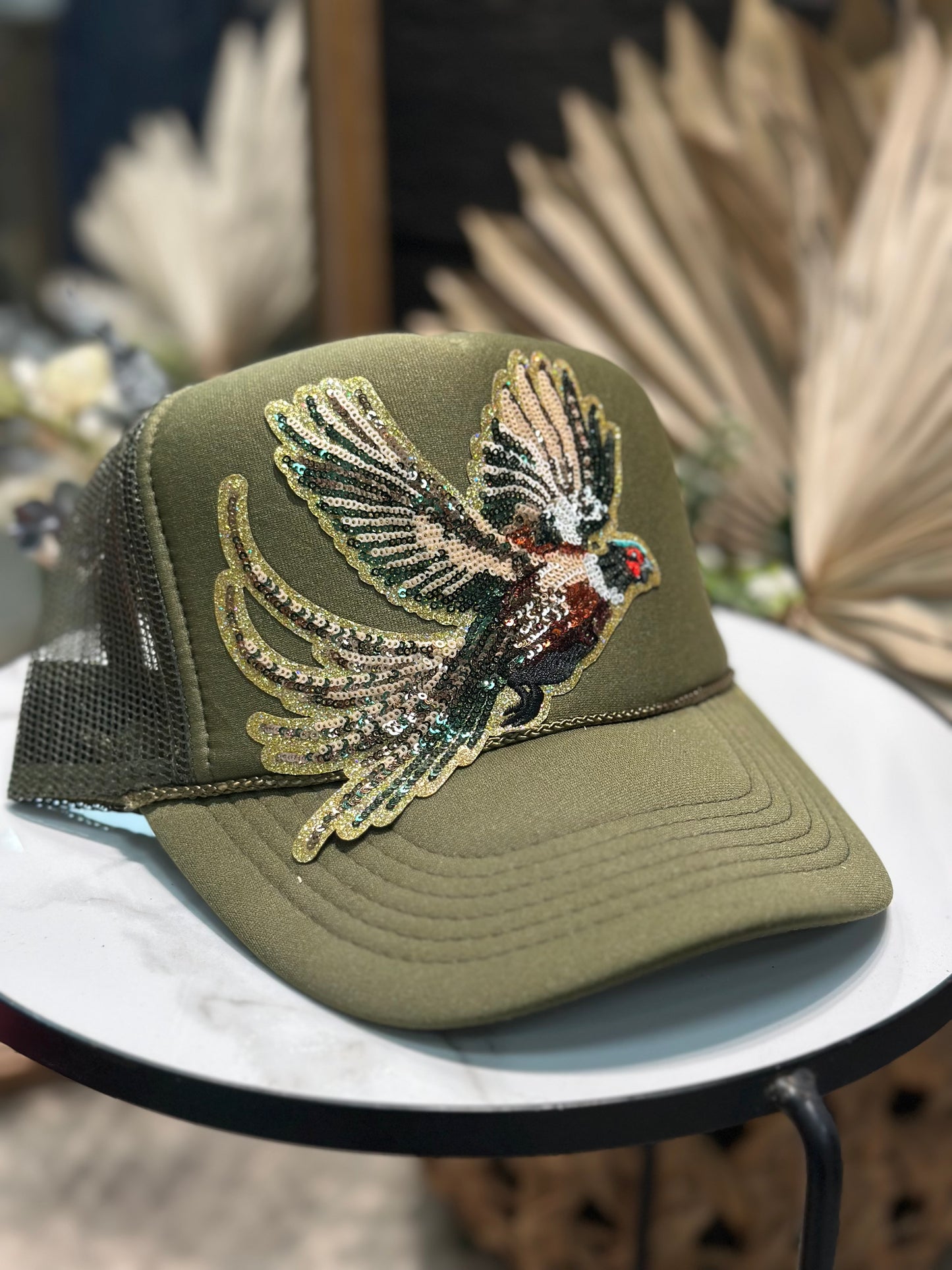 Sequin pheasant trucker