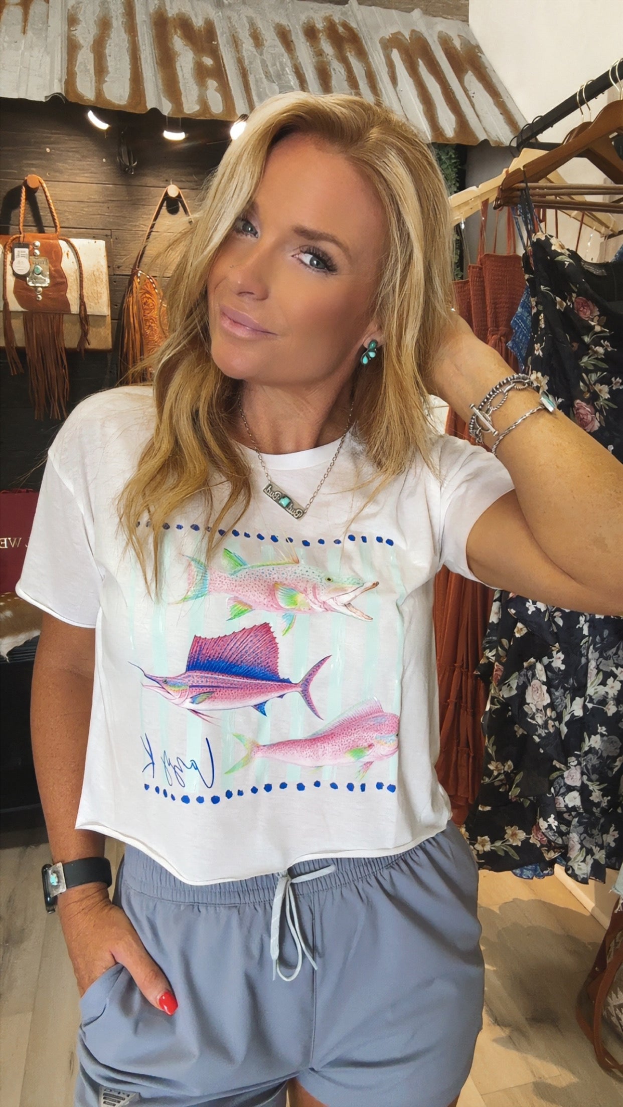 “East Coast Preppy” raw hem crop