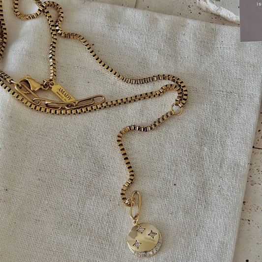 Lariat long necklace crescent moon layering jewelry
