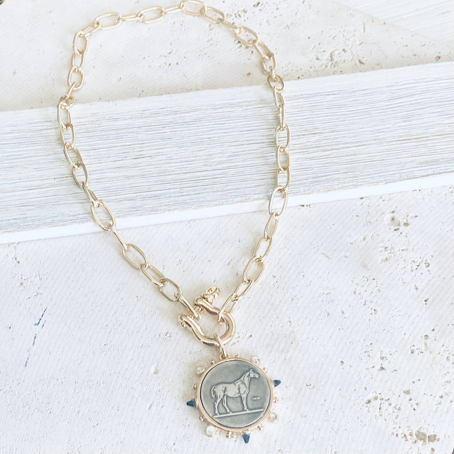 The Derby Horse coin shackle necklace  