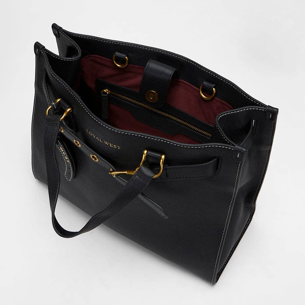 LW Tote Bag In Calfskin - Black