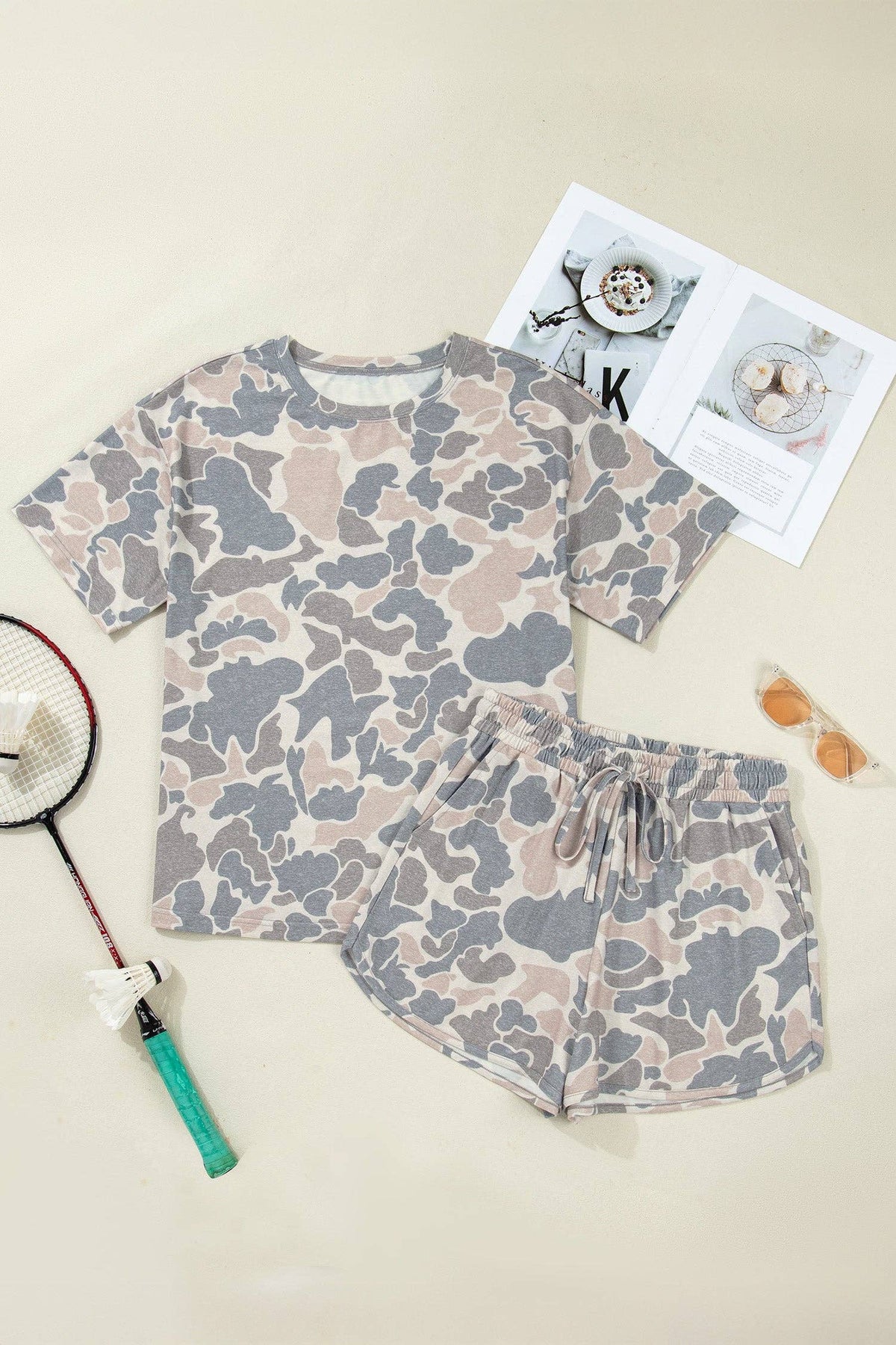 Weekend at the Ranch Camo Short Sleeve Tee & Drawstring Shorts Set