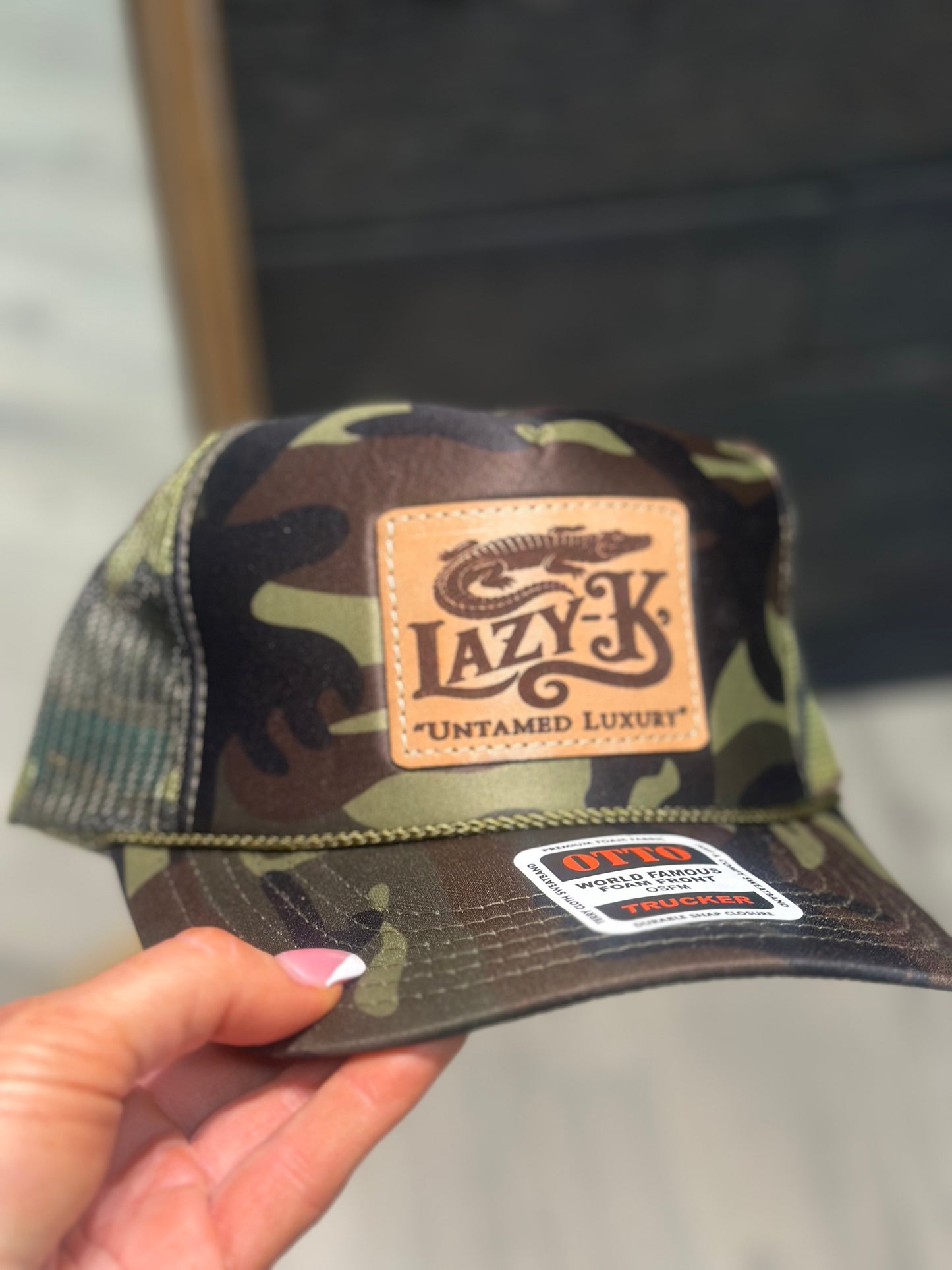 Lazy K leather patch hat