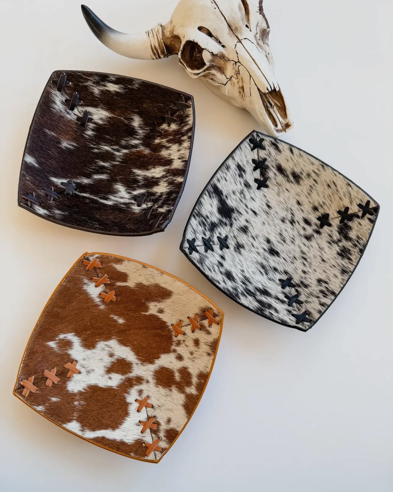 Cowhide leather catch all tray