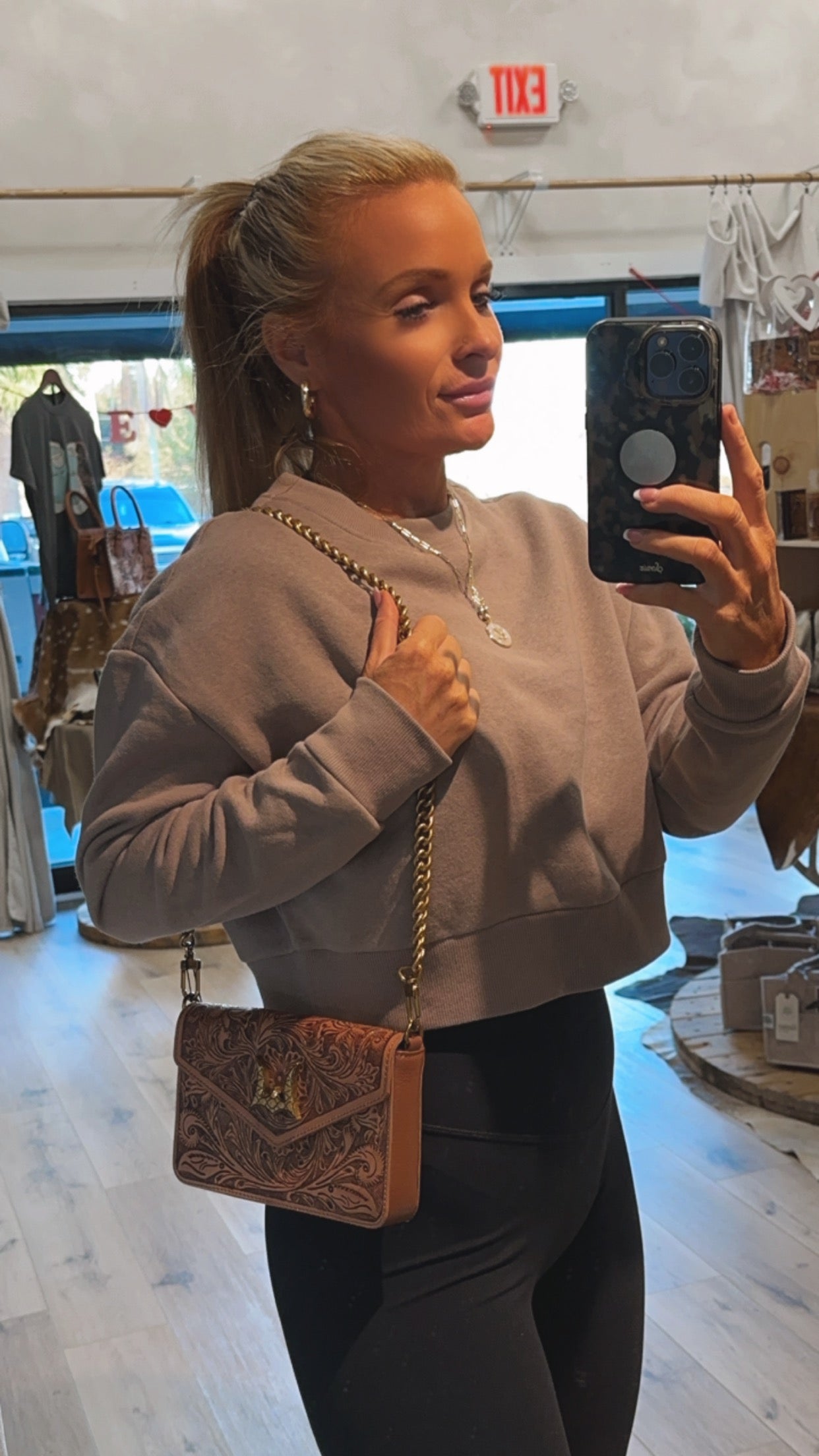 The LW on the go mini tooled chain bag