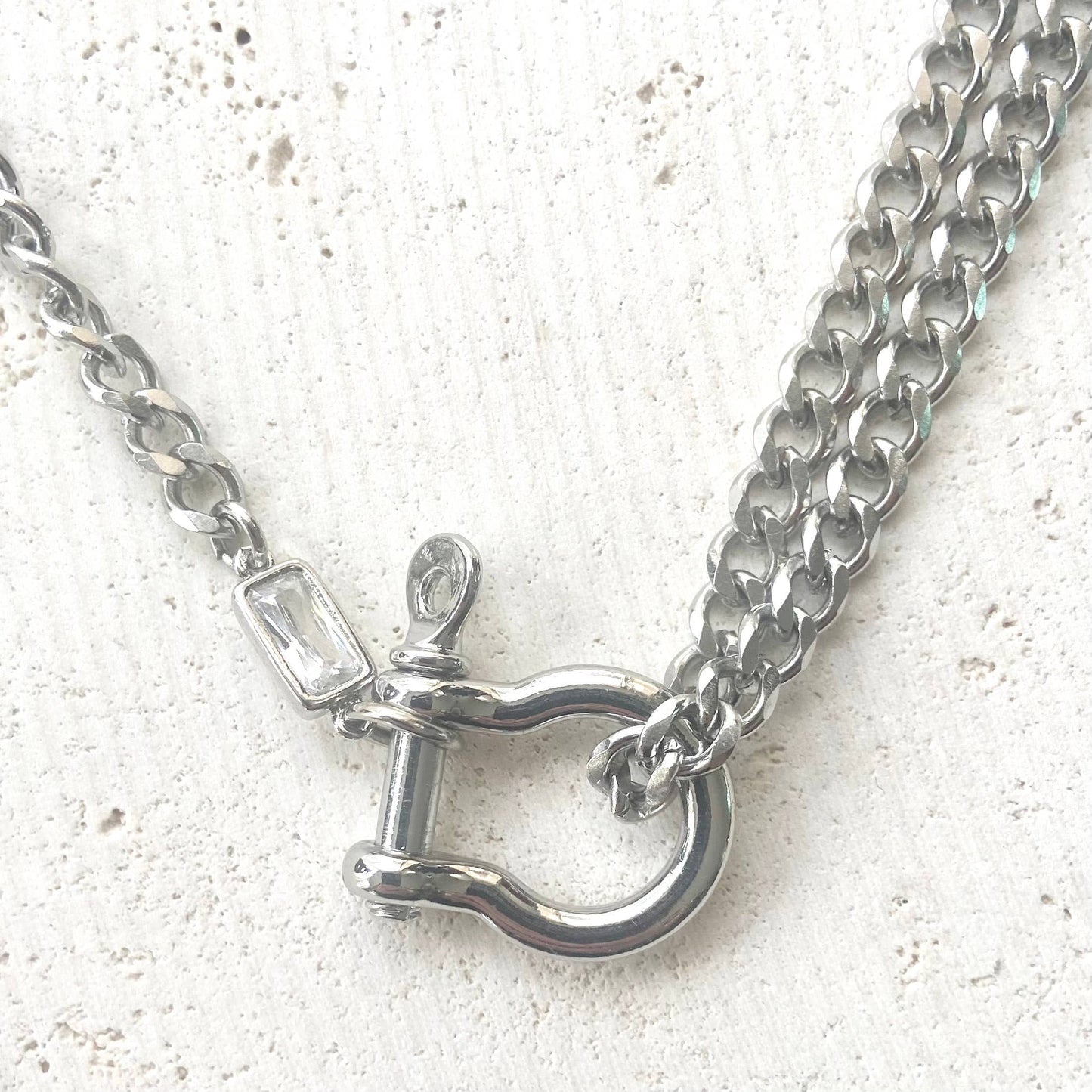 Shackle necklaces non tarnishing jewelry mixed metal