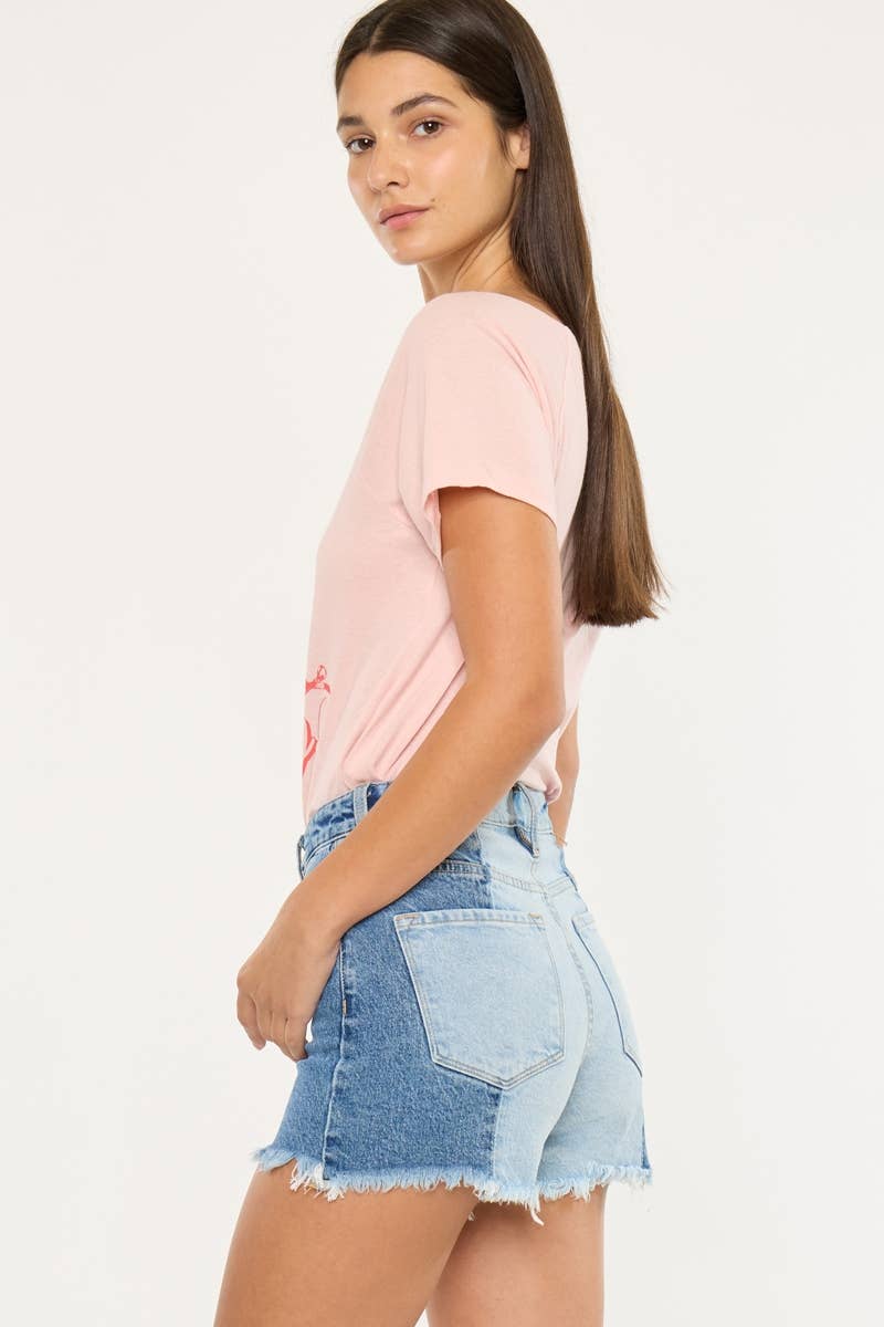 The Brooks - TWO TONE HIGH RISE DENIM Shorts