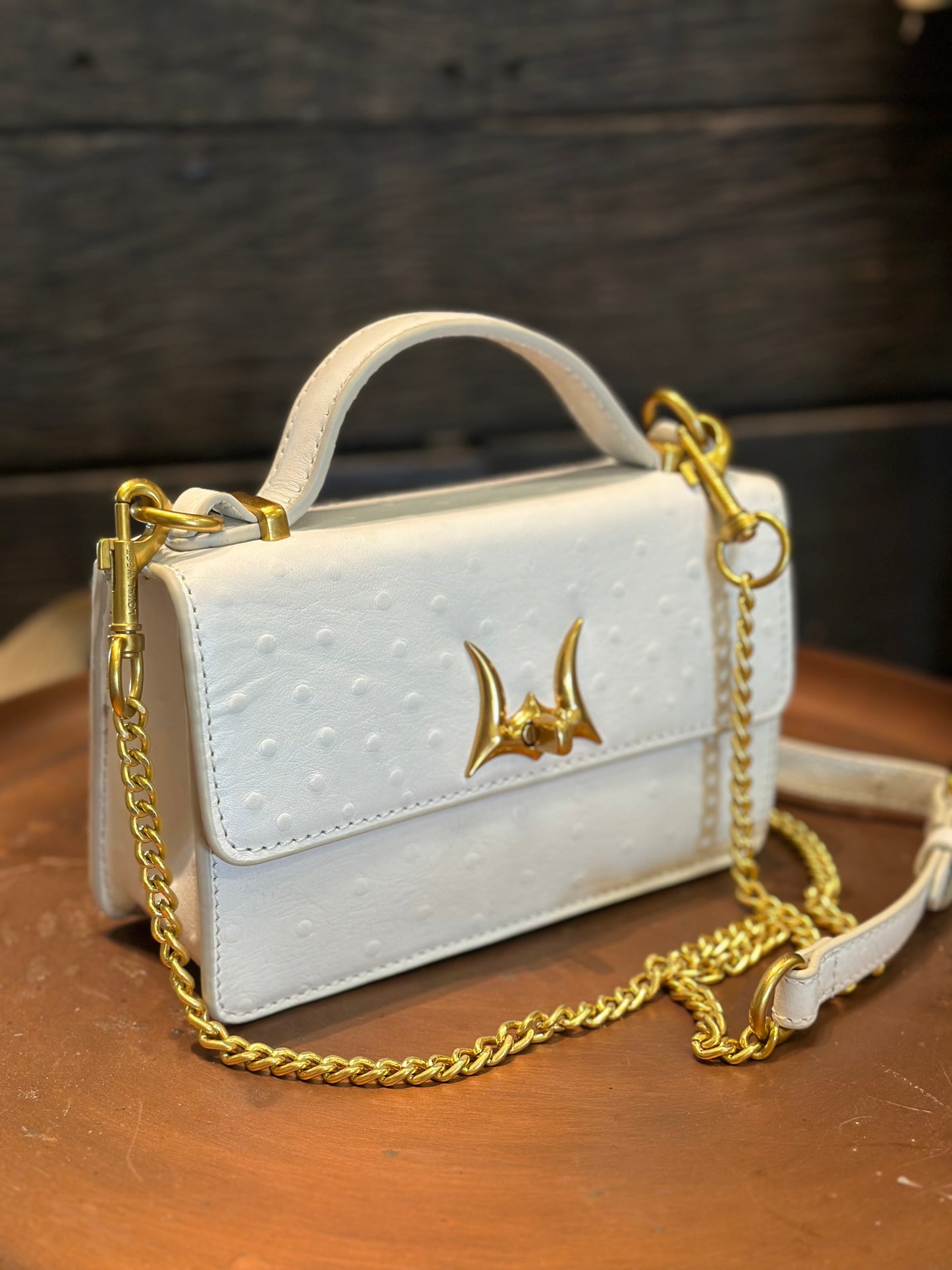 Valencia ostrich bag- white