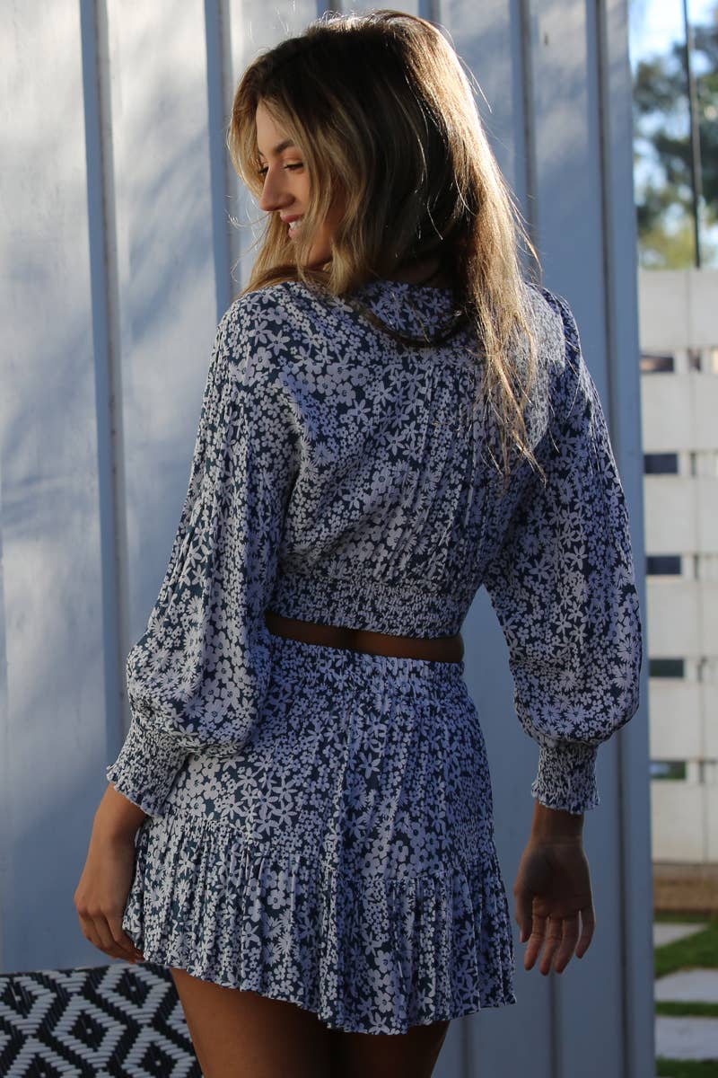 Peacock Blue Floral Skort