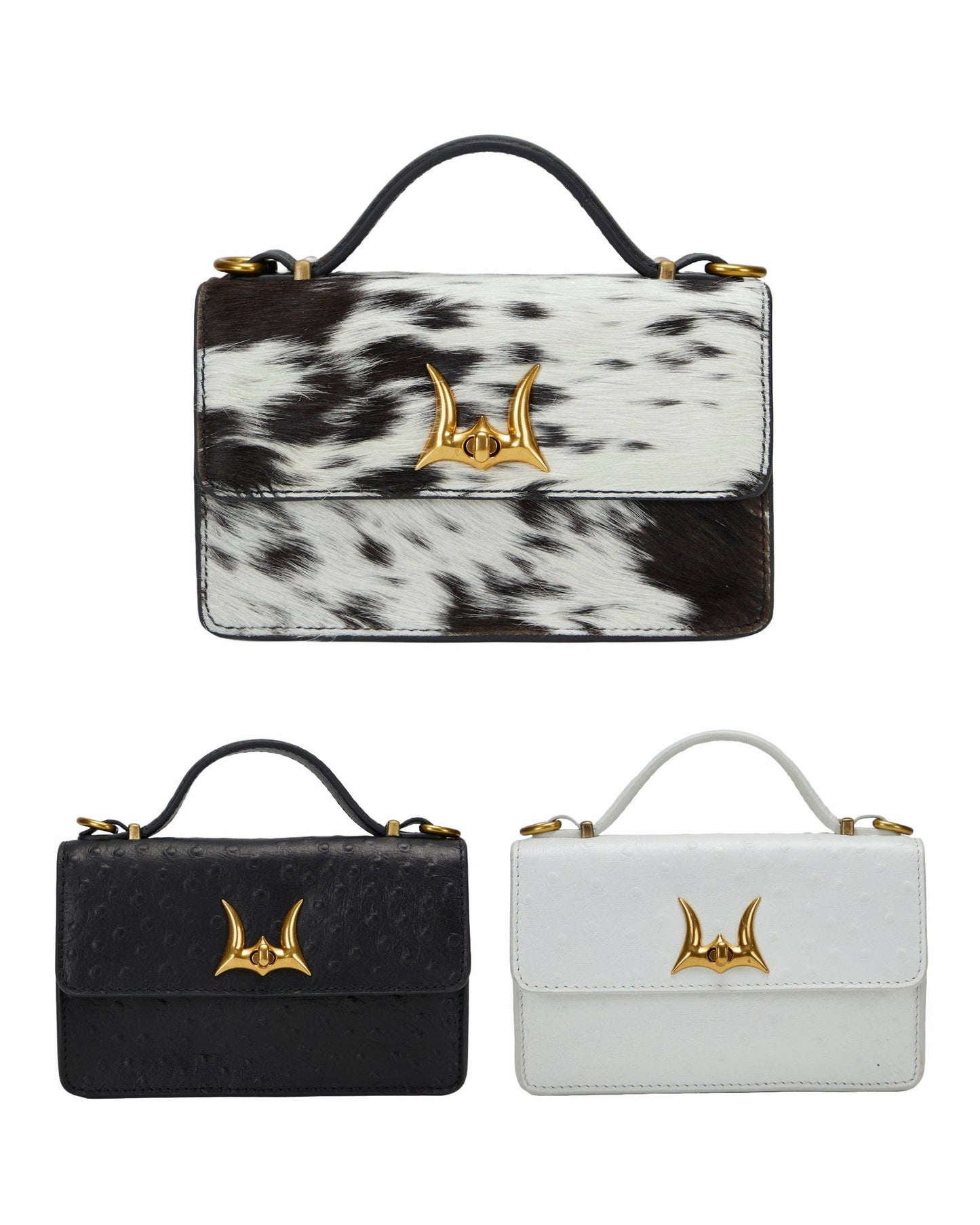 Loyal West Valencia Leather Bag - Black & White Cowhide