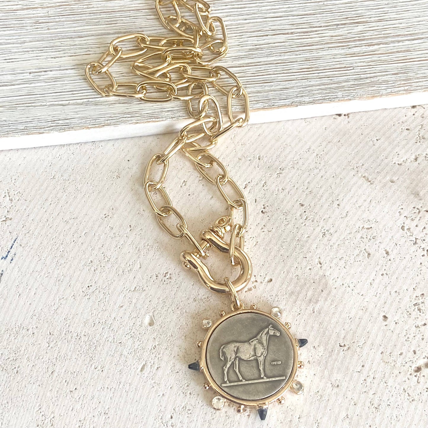 The Derby Horse coin shackle necklace  