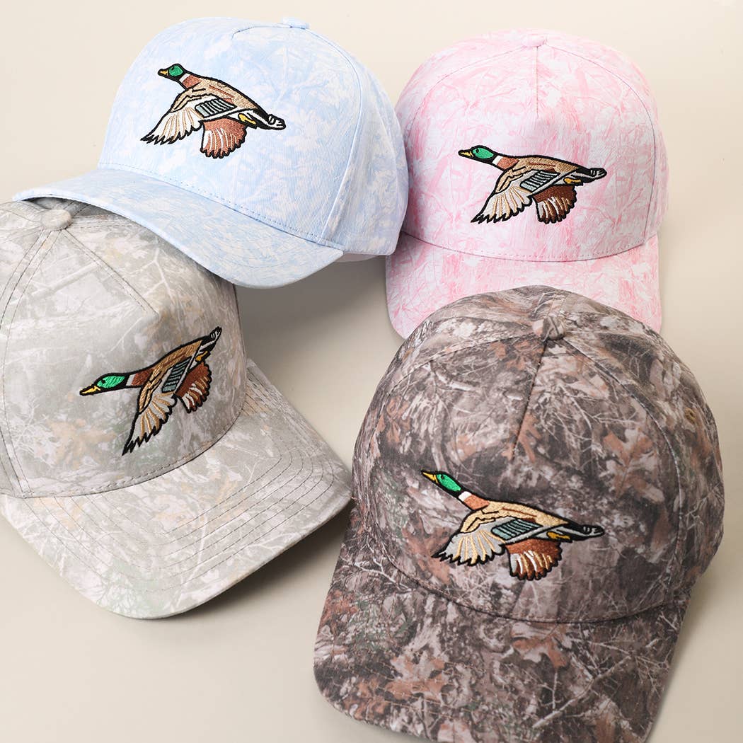 Flying Mallard Duck Embroidered Camo Trucker Hat