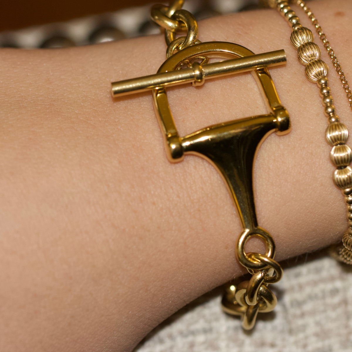 The Lexington Horse Bit Toggle Bracelet 18K Gold