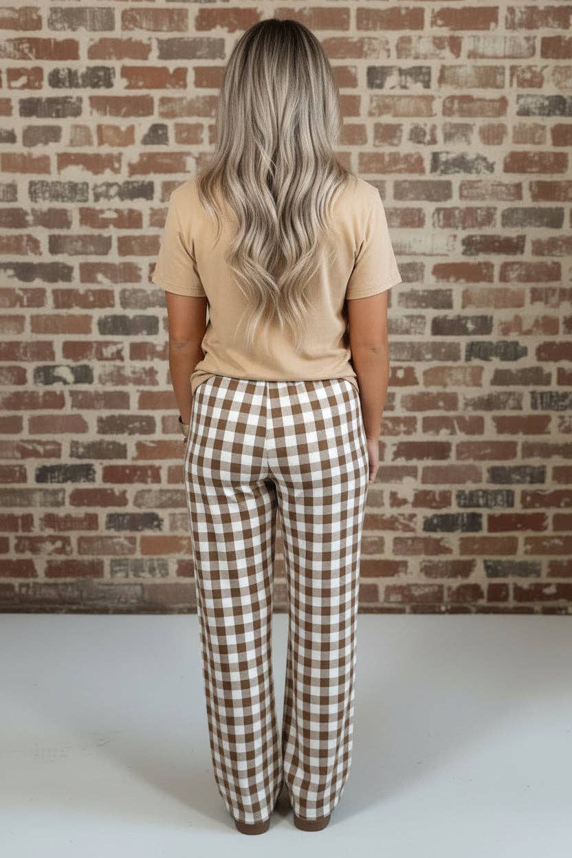 The Belmont Gingham Plaid Drawstring Elastic Waist Pants