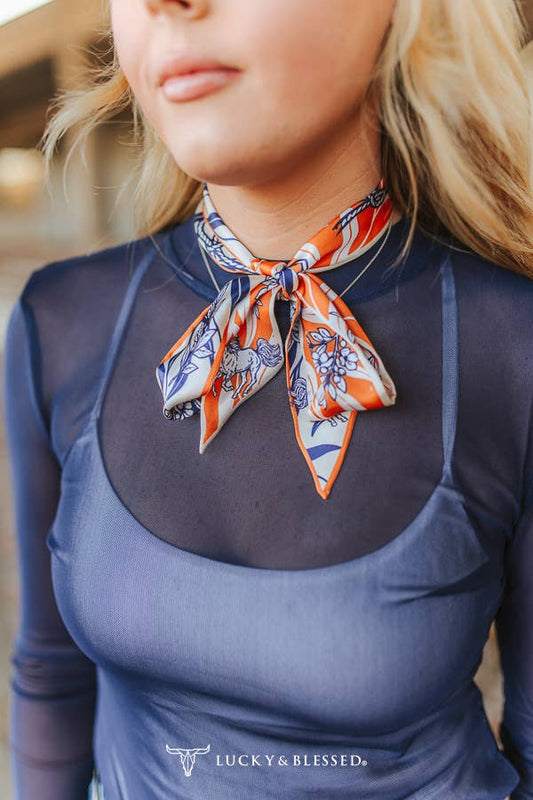 Game day Blue & Orange Twilly Scarf