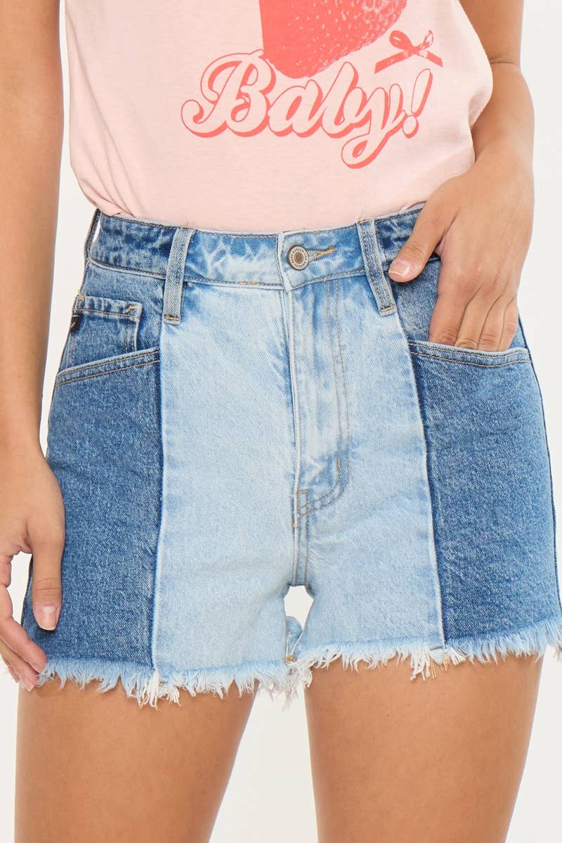 The Brooks - TWO TONE HIGH RISE DENIM Shorts