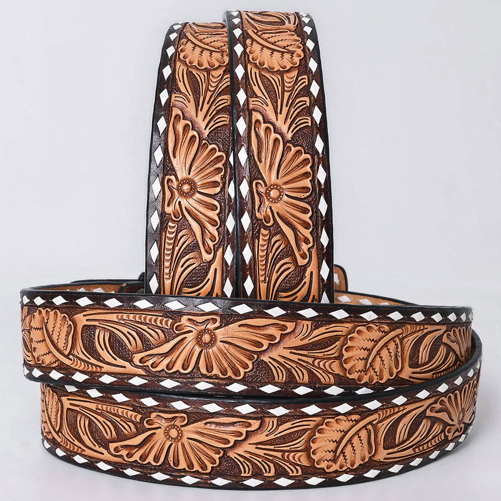American Darling tooled belt with buck stitch