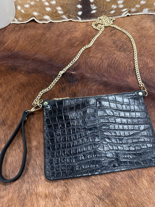 Alligator flat purse