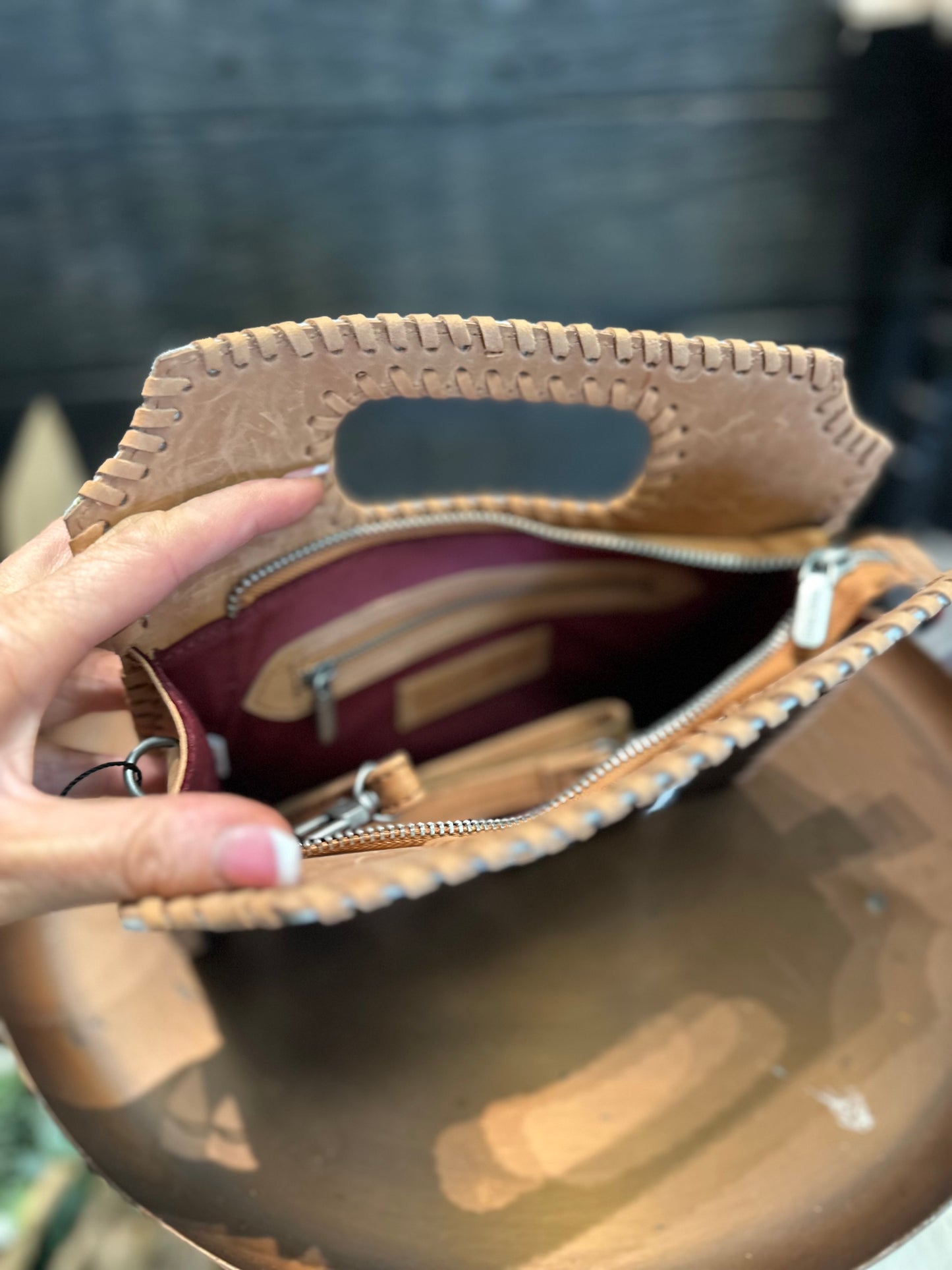 LW Alma handbag in black and white cowhide