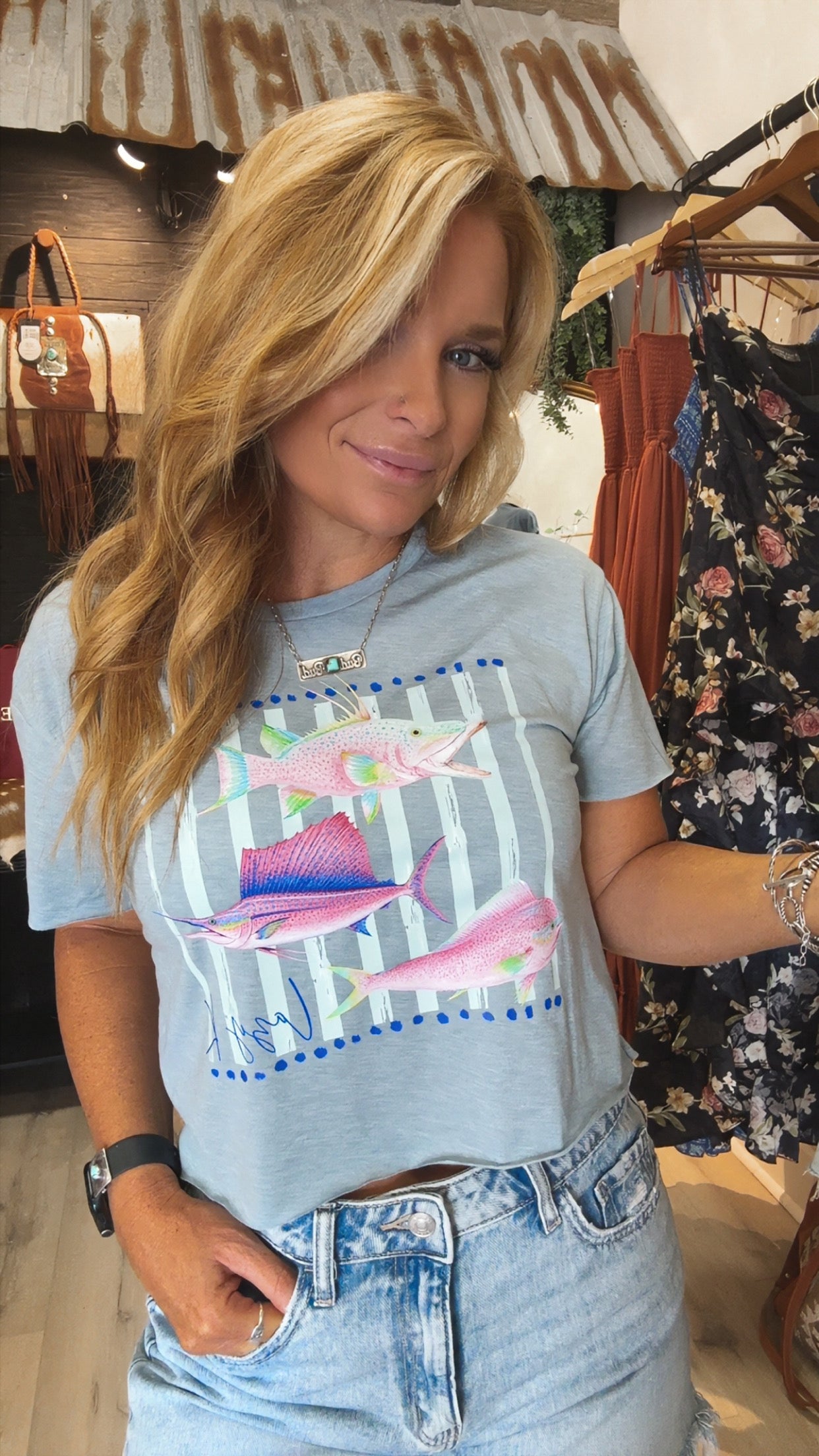 “East Coast Preppy” raw hem crop