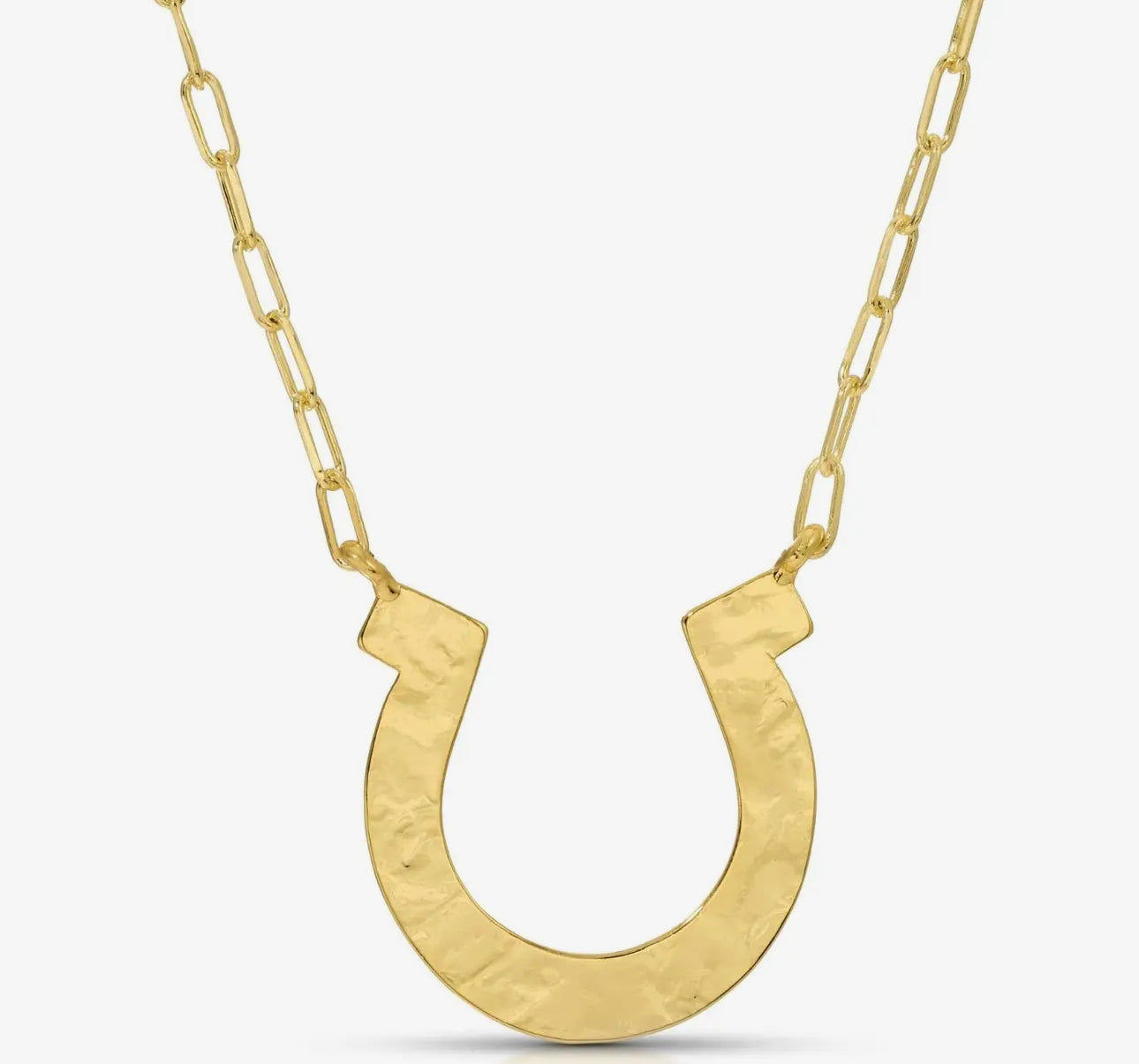 Large hammered horseshoe necklace