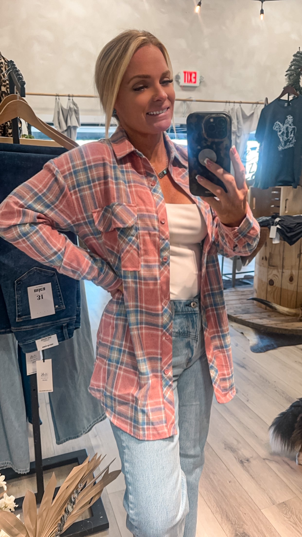 Pink oversized flannel