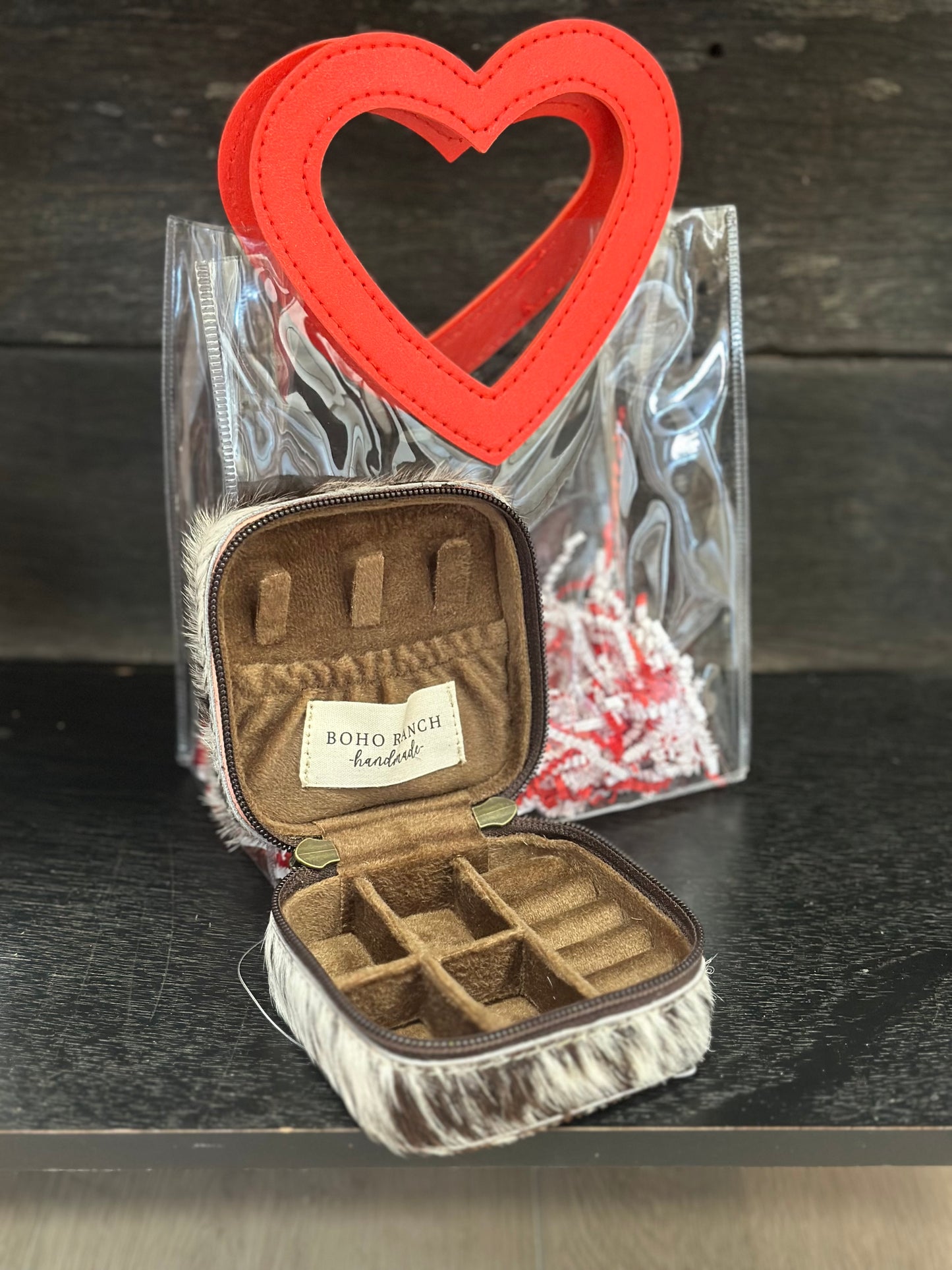 Mini cowhide jewelry box