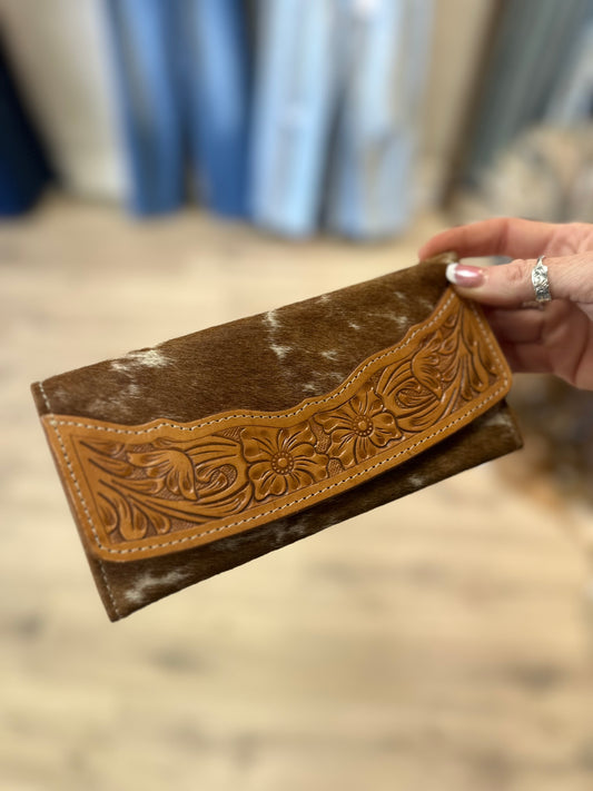 Tooled hair on wallet