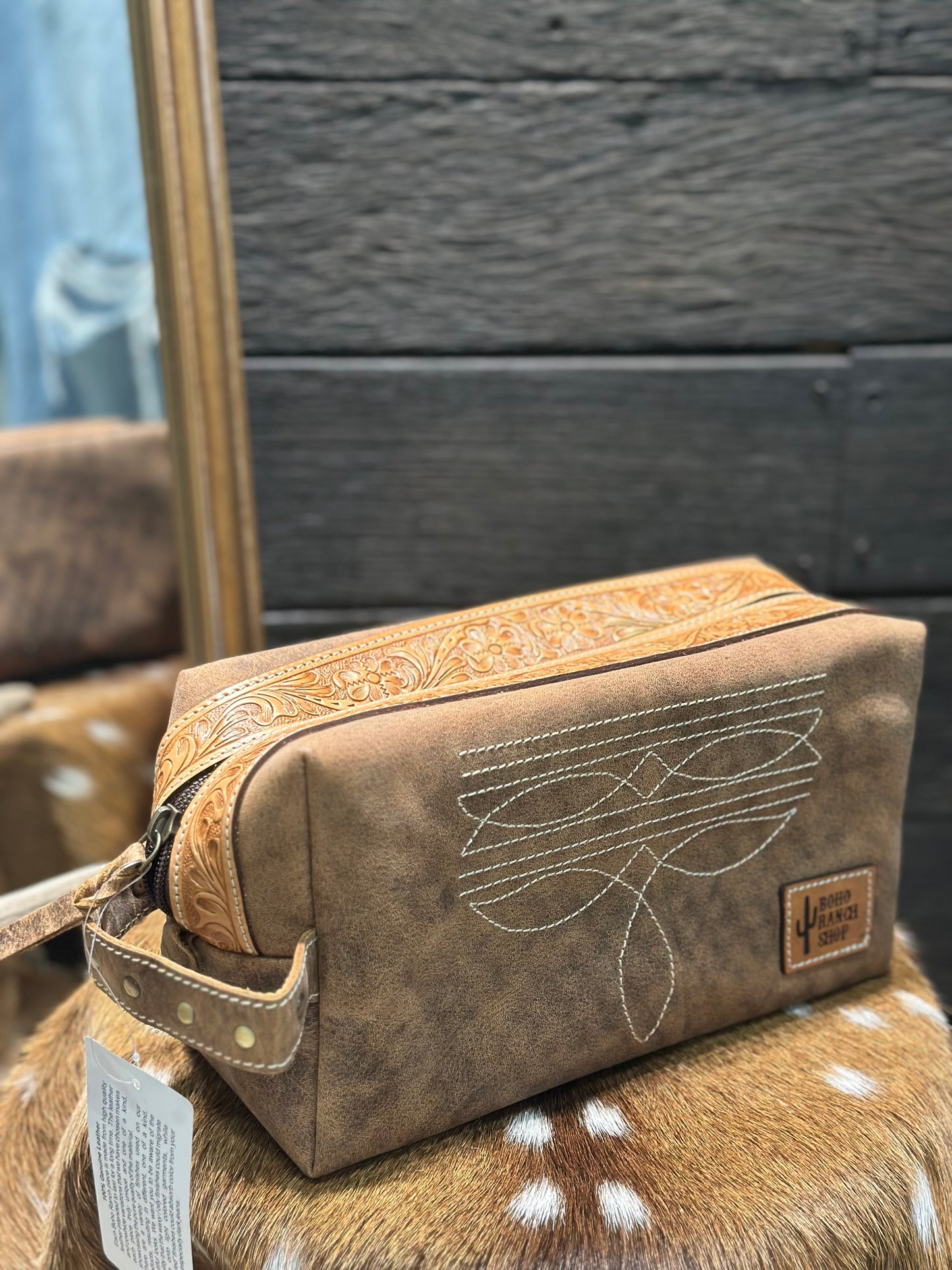 Tooled boot stitch toiletry