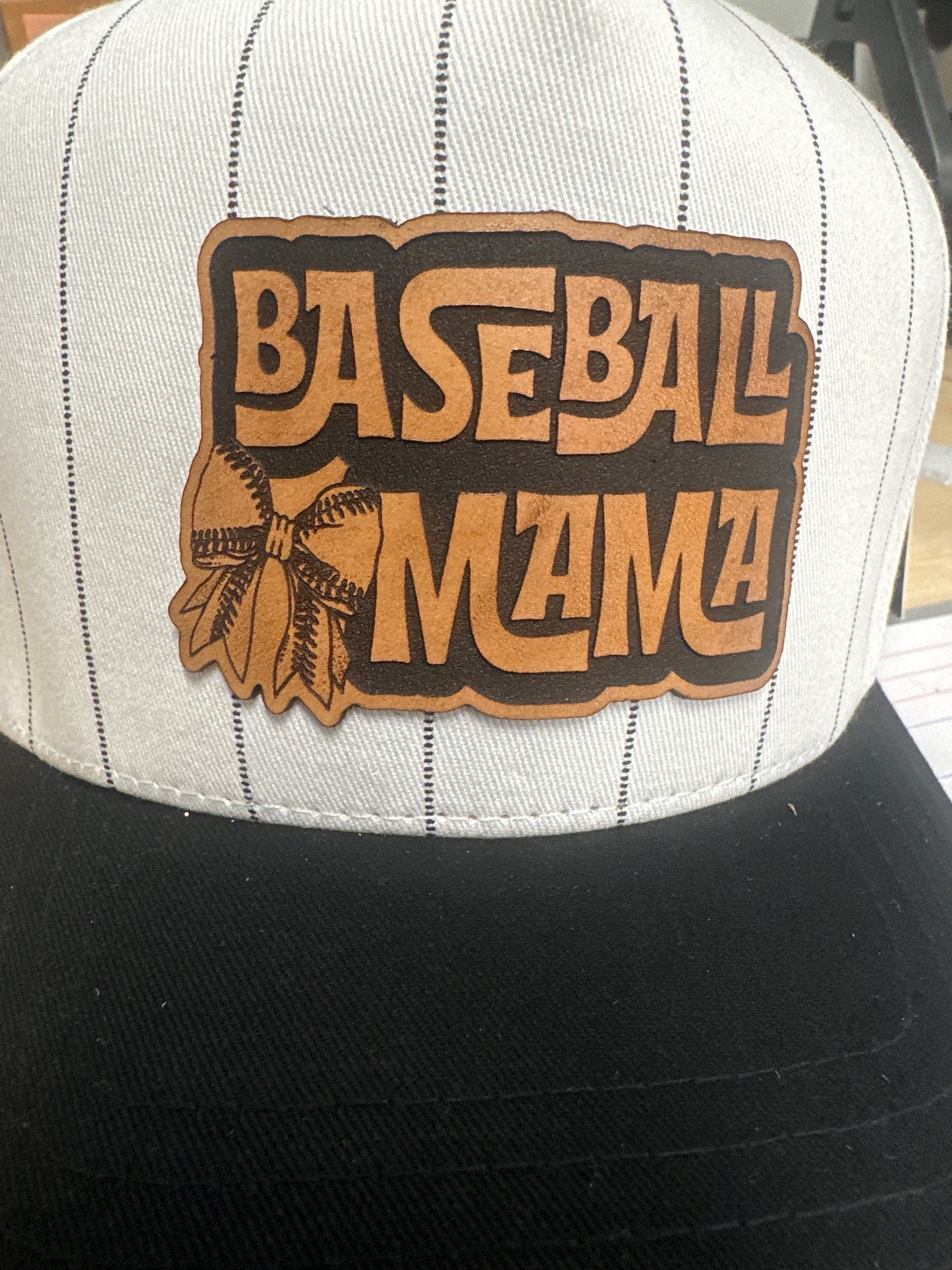 Baseball Mama leather patch hat