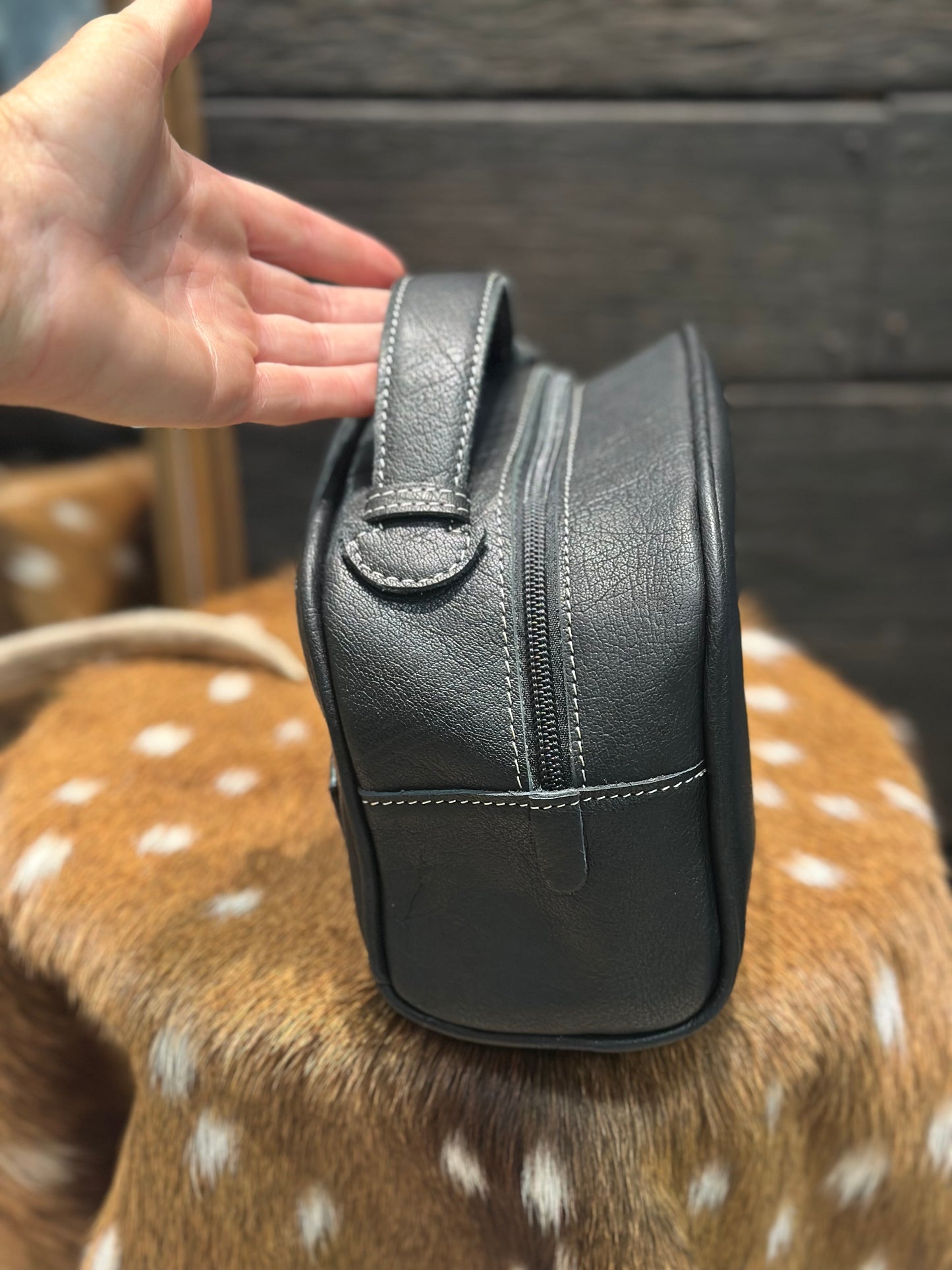 Boot stitch toiletry bag