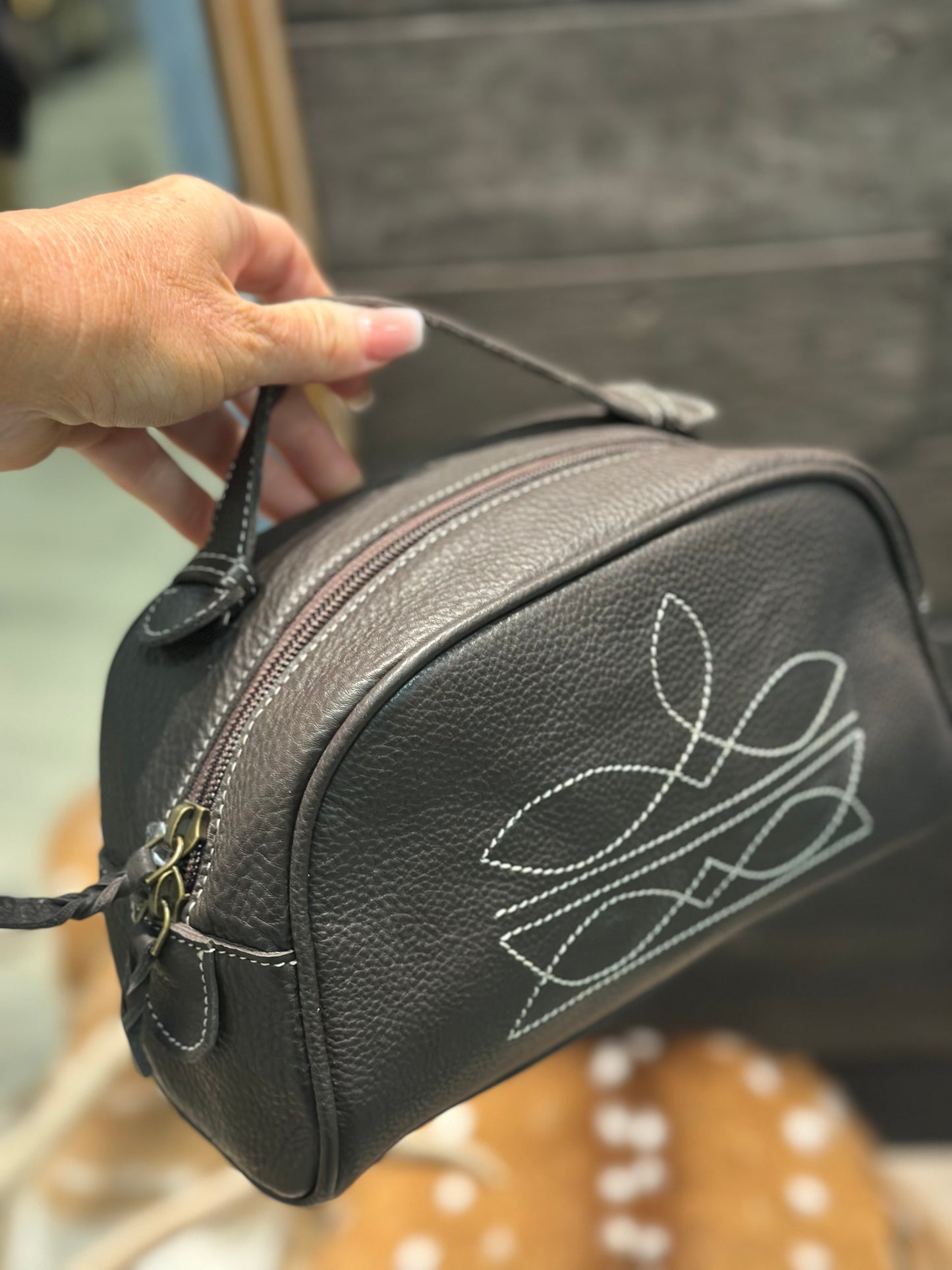 Boot stitch toiletry bag