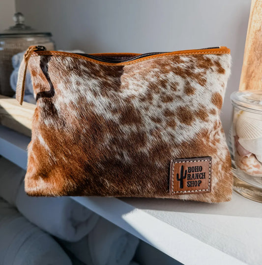 Cowhide makeup bag