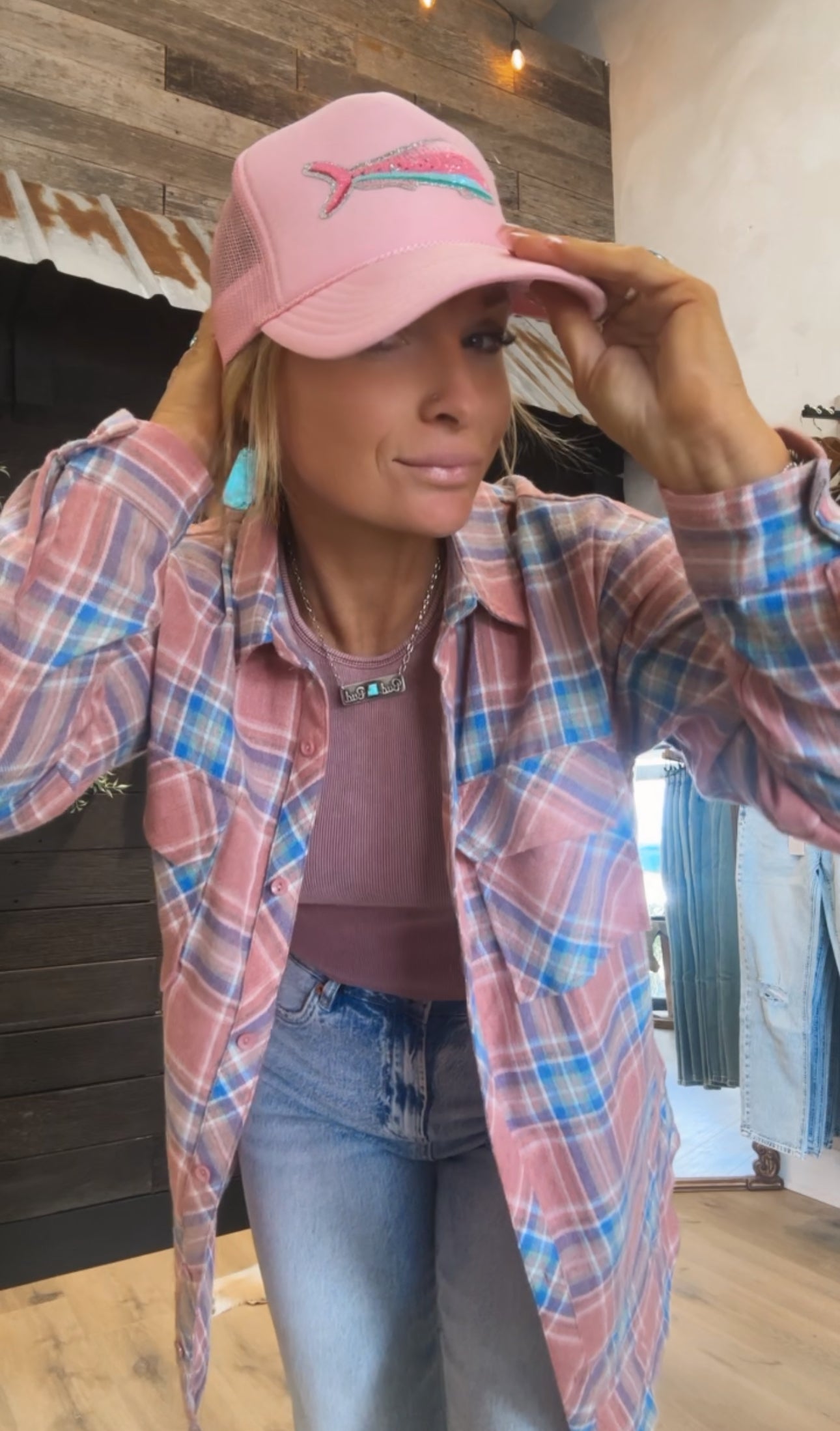 Pink oversized flannel