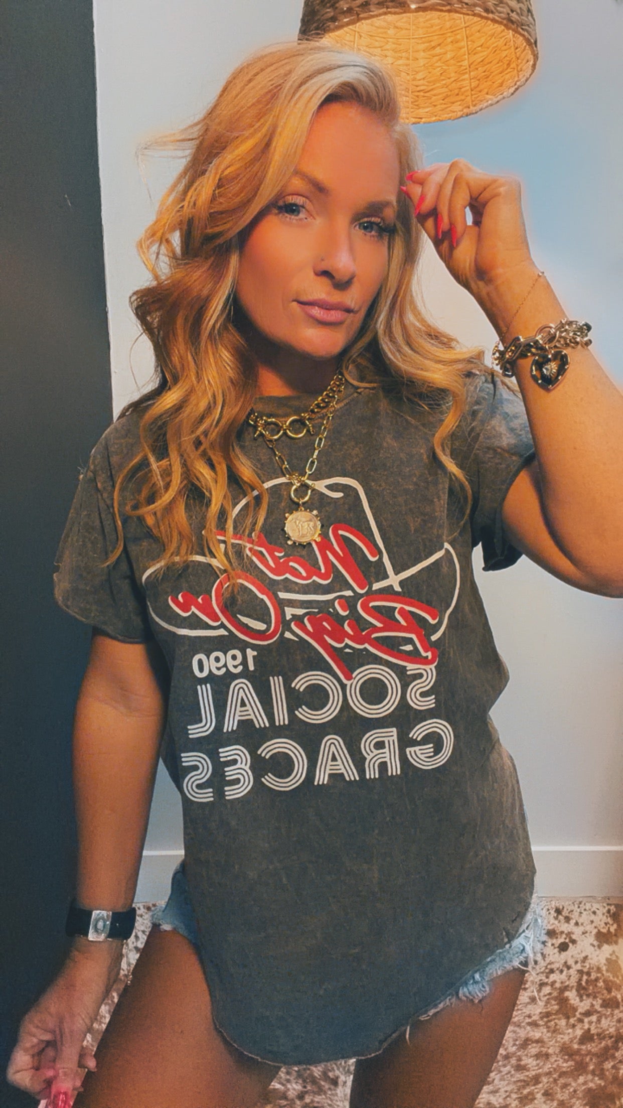 NOT BIG ON SOCIAL GRACES DESTRUCTED SIDE SLIT TEE