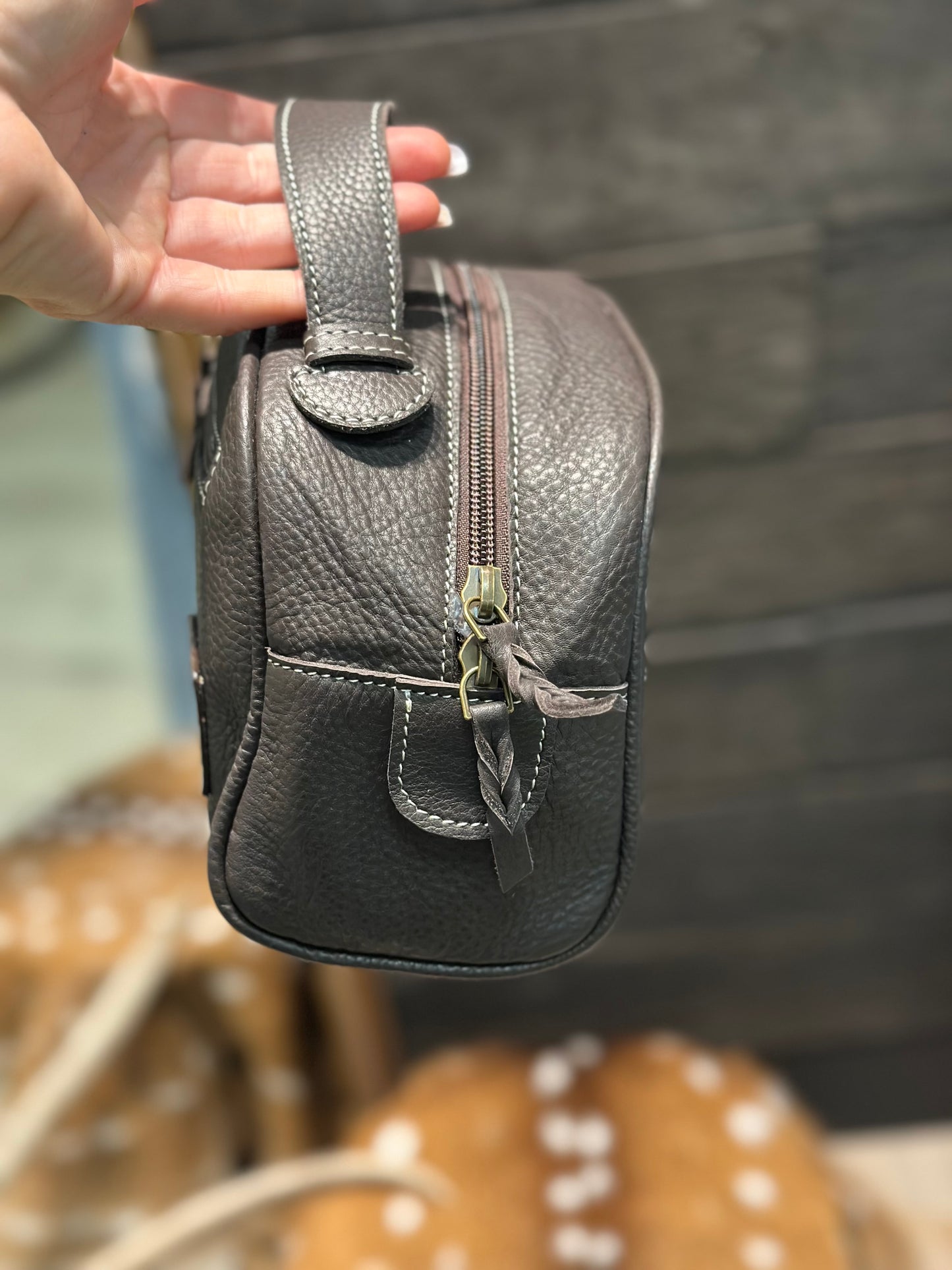 Boot stitch toiletry bag