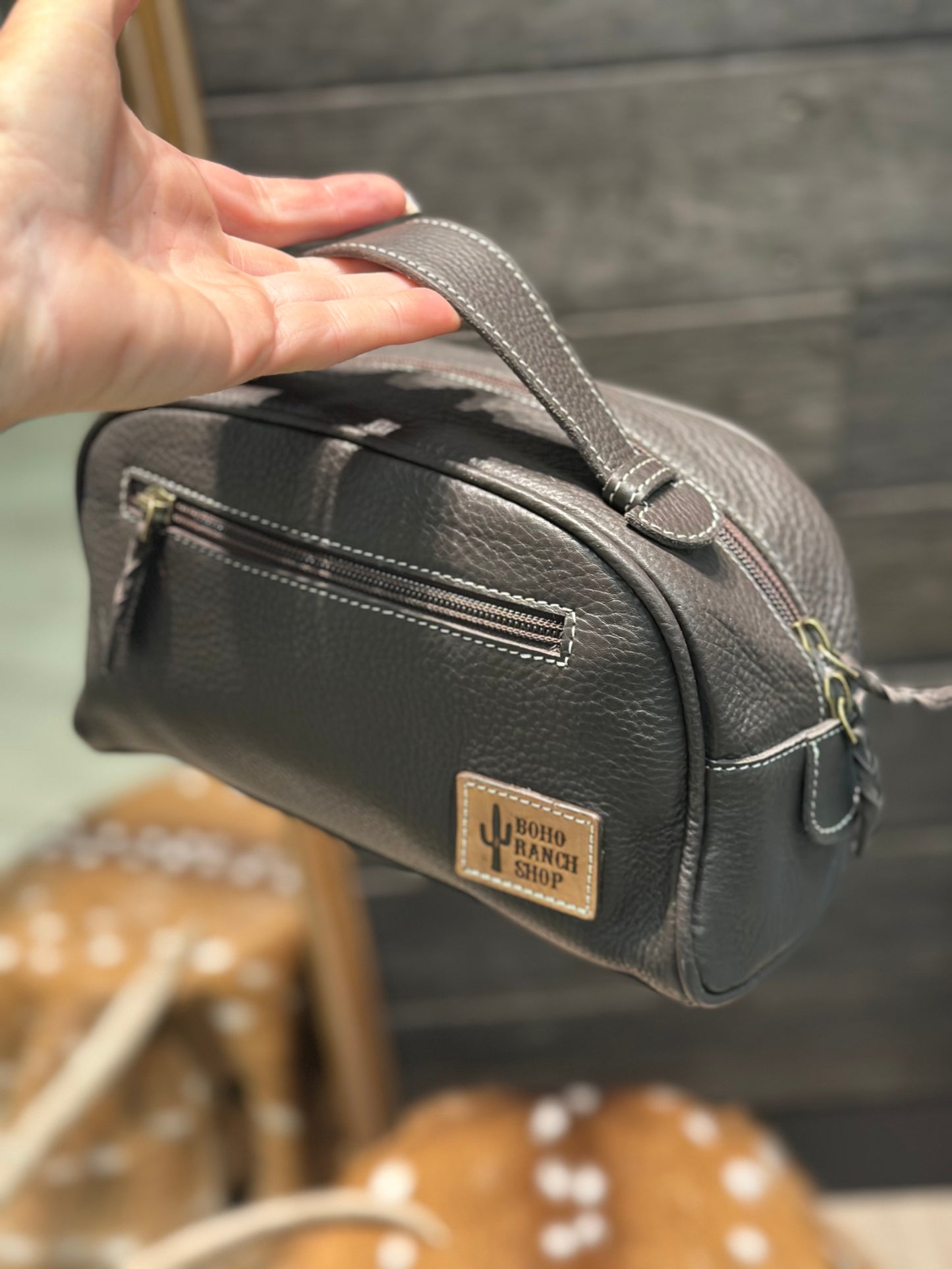 Boot stitch toiletry bag