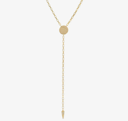 Long gilded lariat necklace