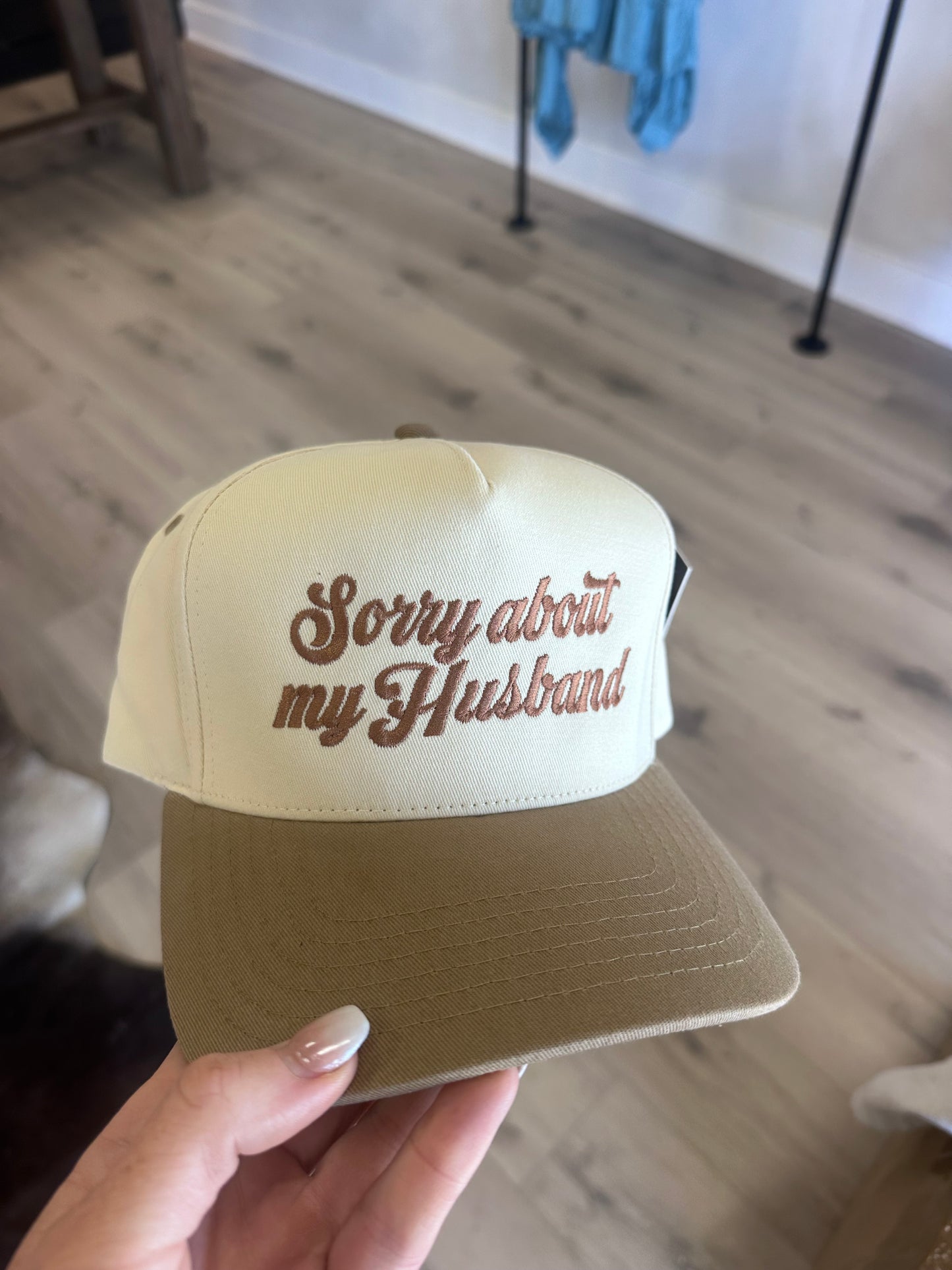 “Sorry about my husband” canvas cap
