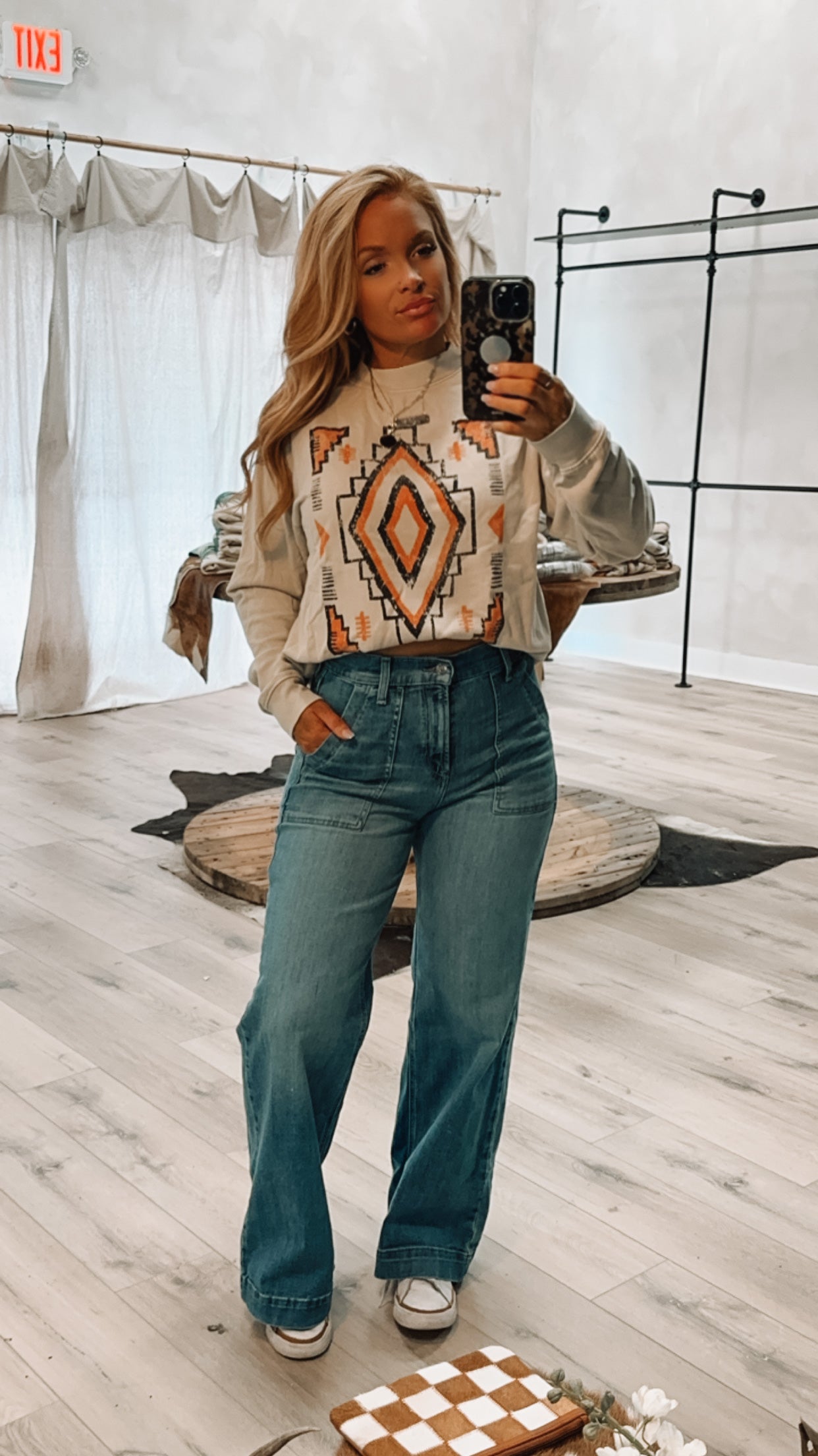 Aztec Mineral Sweatshirt in oatmeal