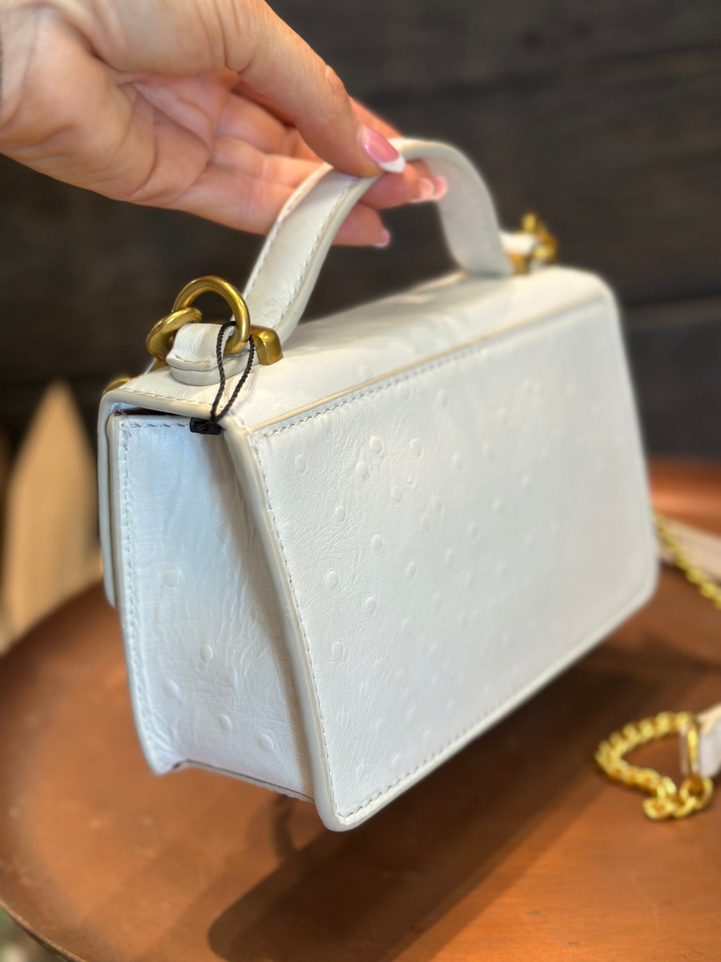 Valencia ostrich bag- white