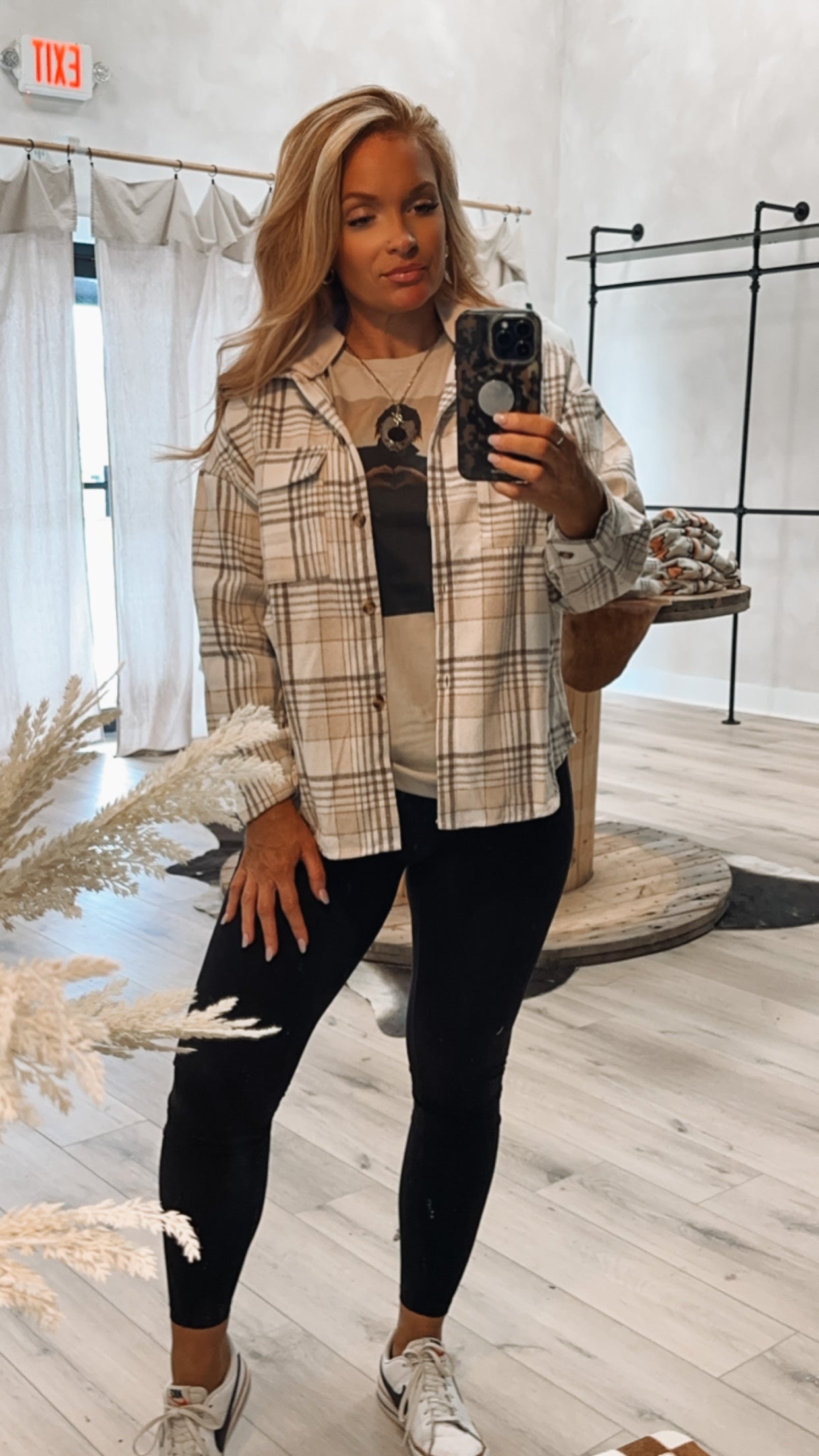 Neutral flannel with removable hood