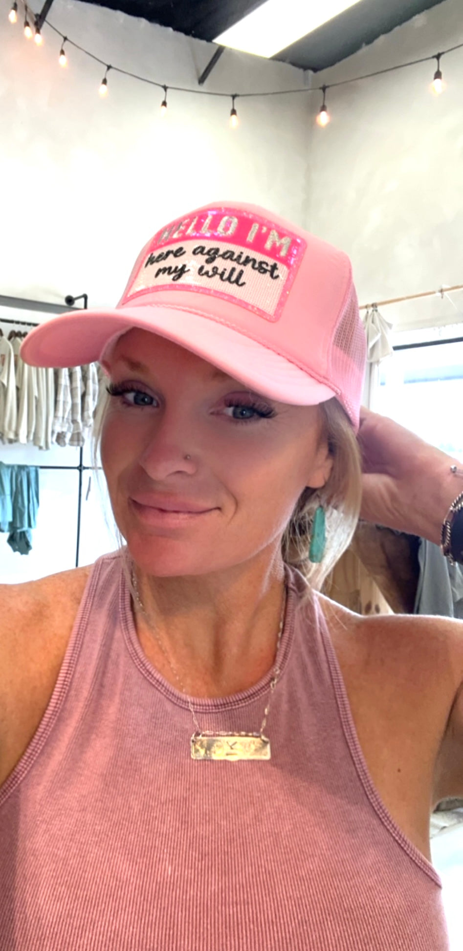 Hello I’m… here against my will sequins