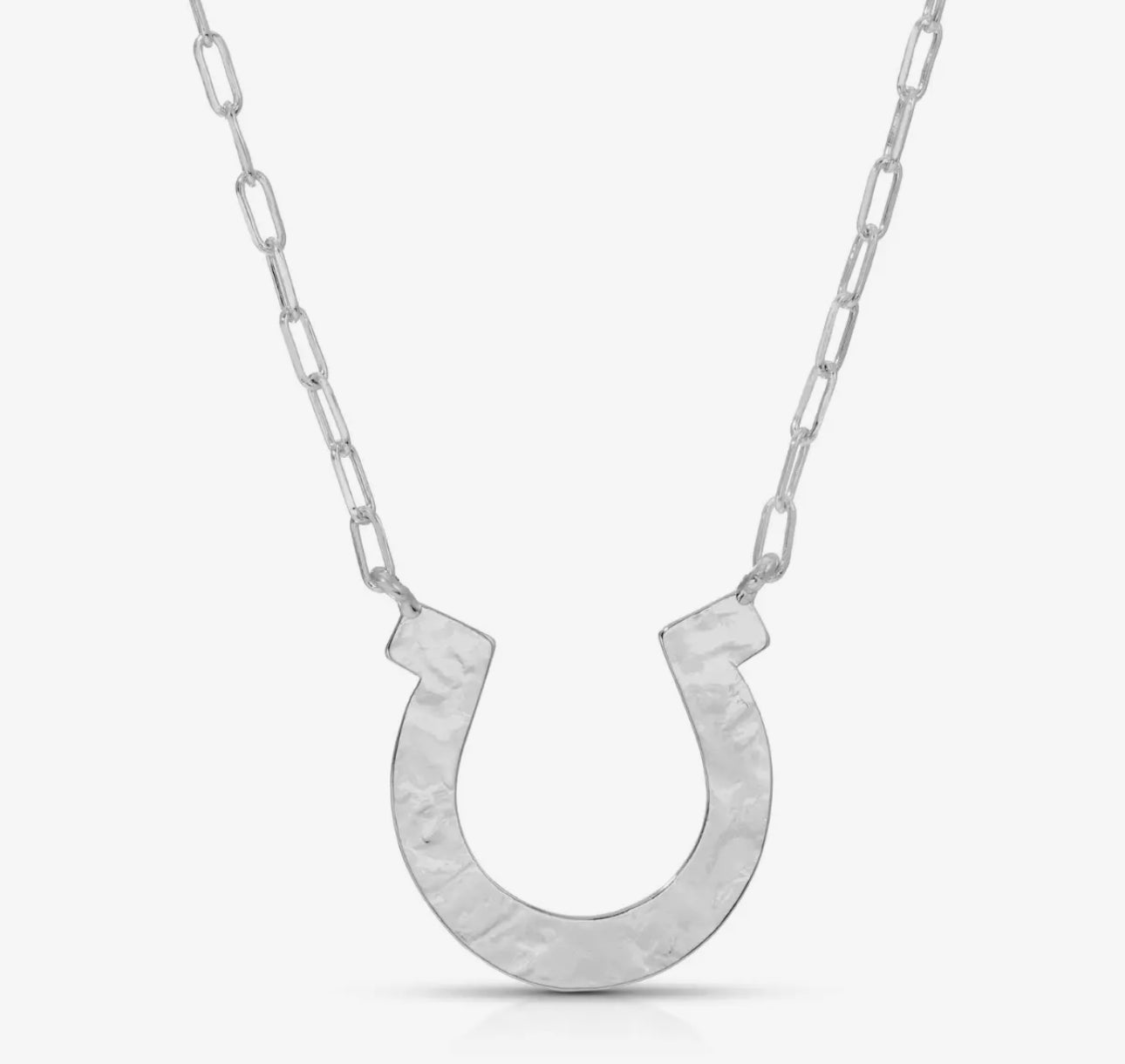 Large hammered horseshoe necklace