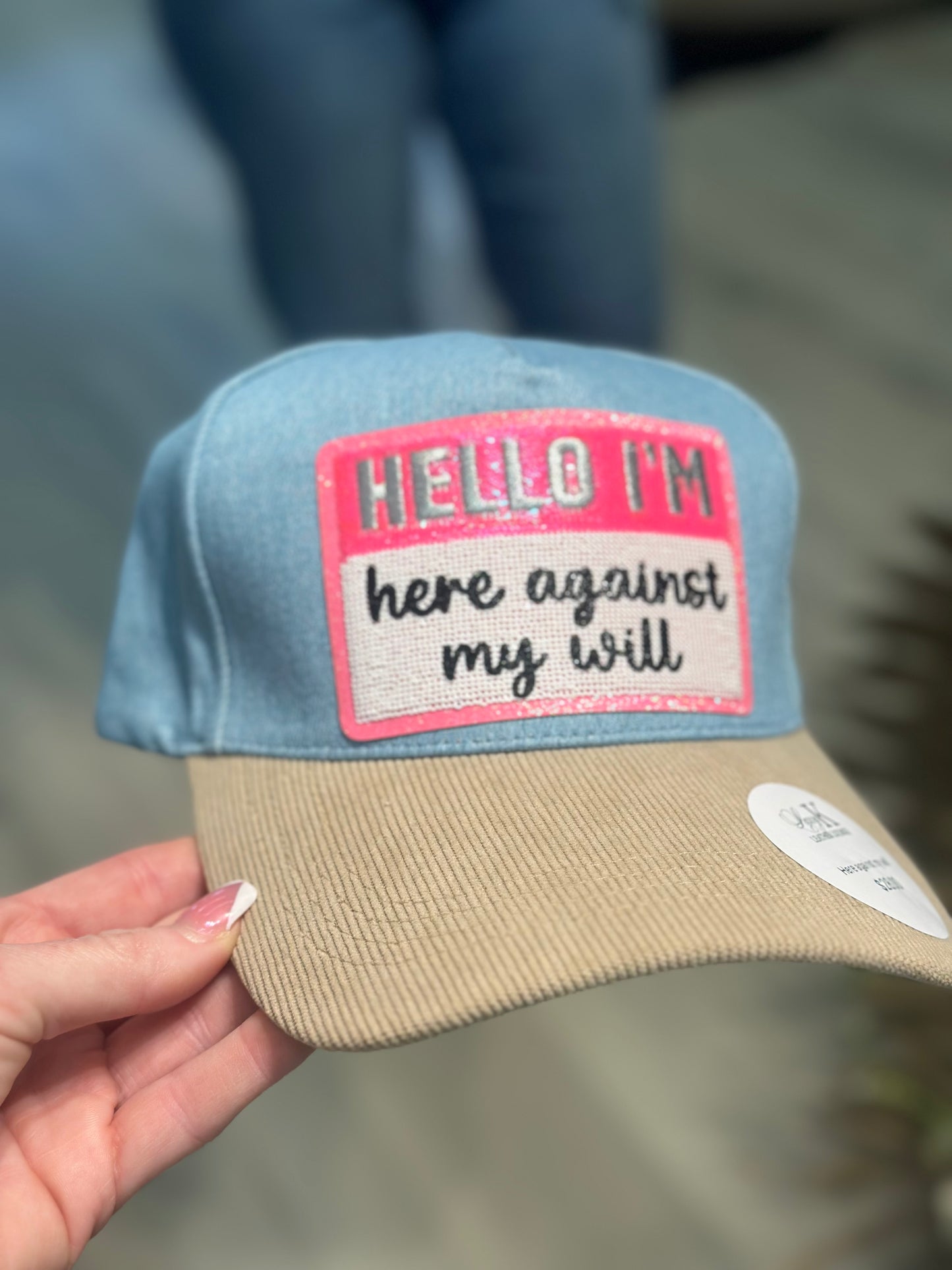 Hello I’m… here against my will sequins