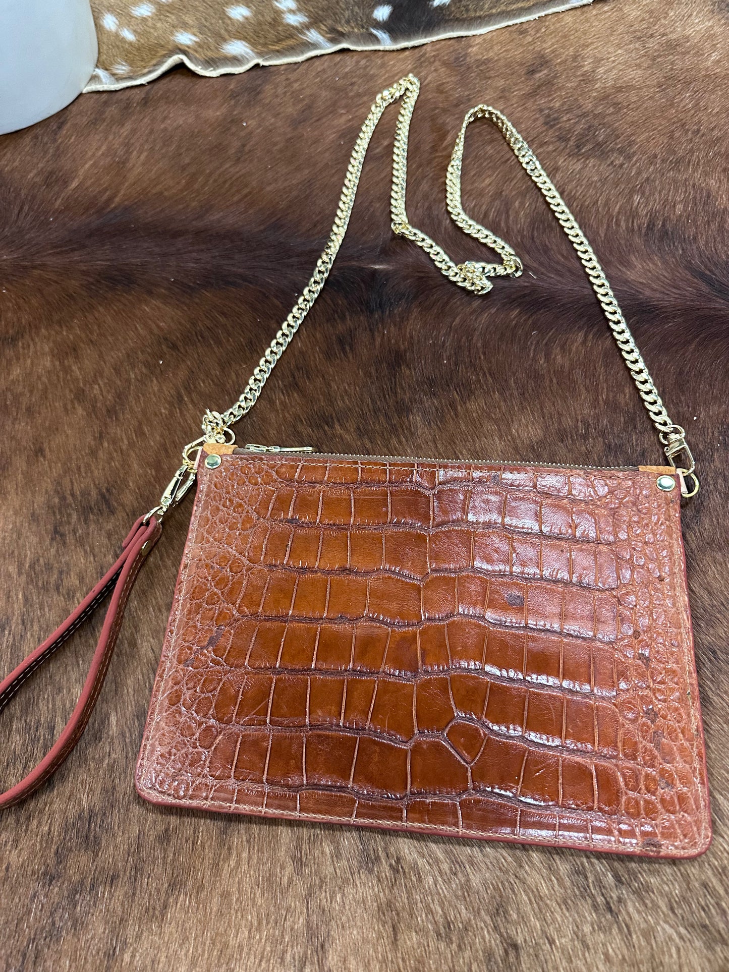 Alligator flat purse
