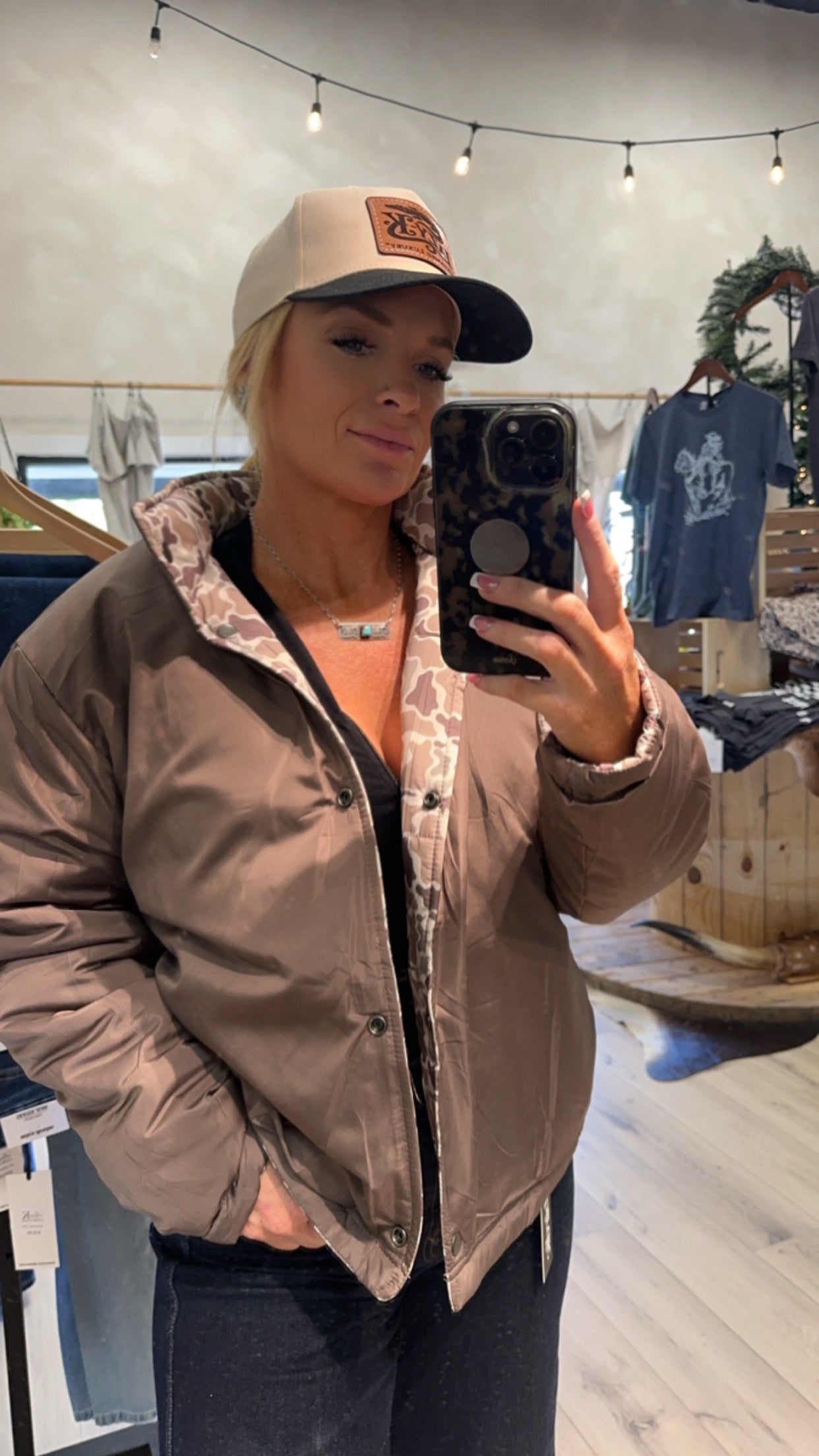 Reversible Duck camo puffer jacket