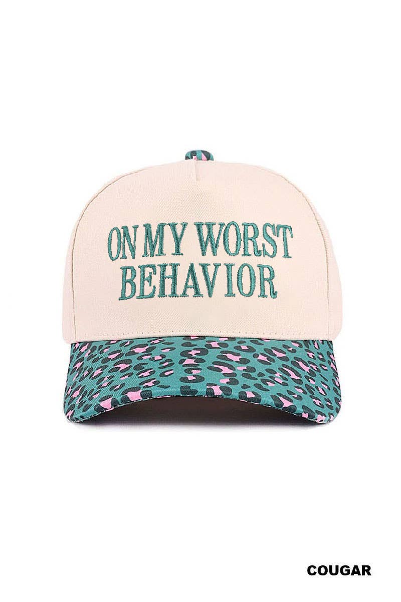 On My Worst Behavior Two Tone Canvas Cotton Cap