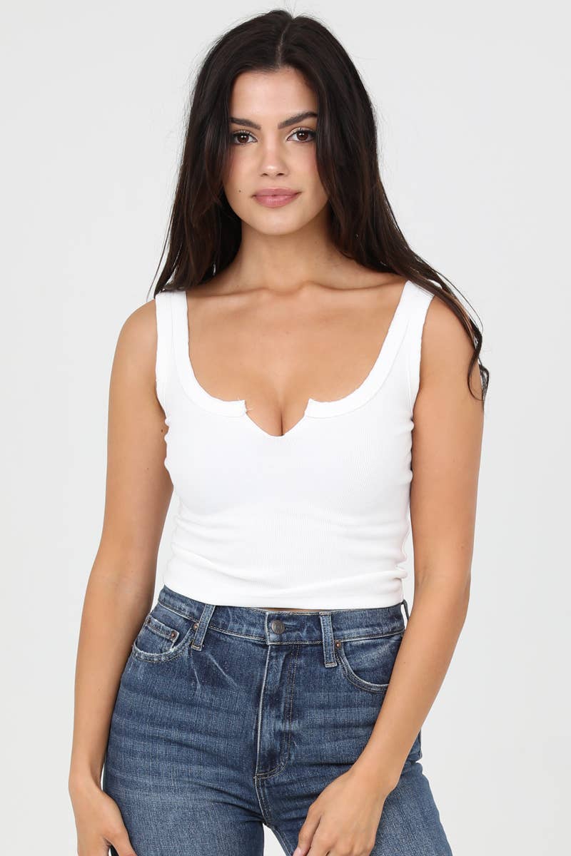 NOTCH NECK RIB TANK TOP